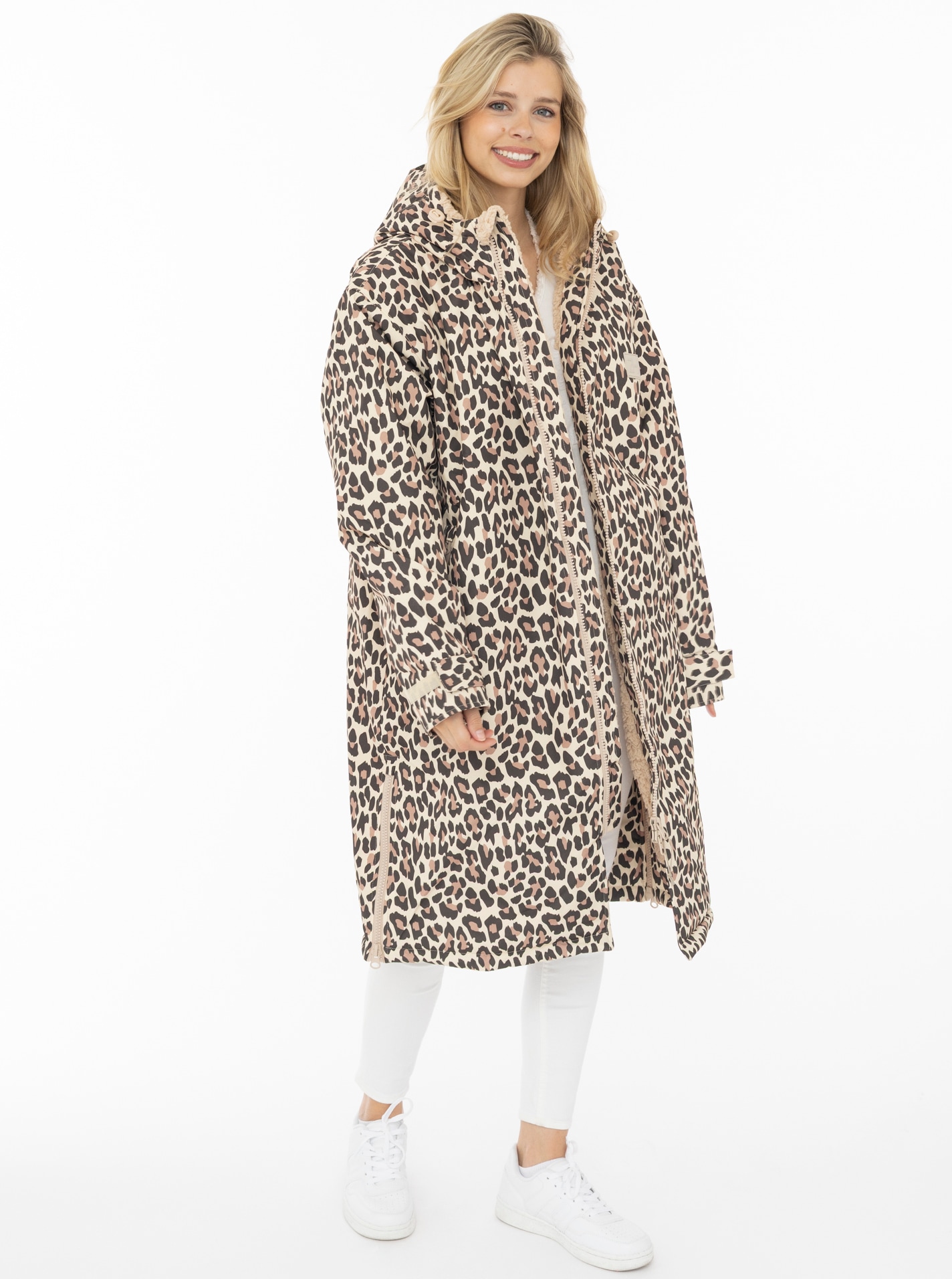 Zwillingsherz Kurzmantel ""Oversize Windjacke ZH"" seitliche Taschen, Kapuze, Reißverschluss, Teddy Futter, Oversized
