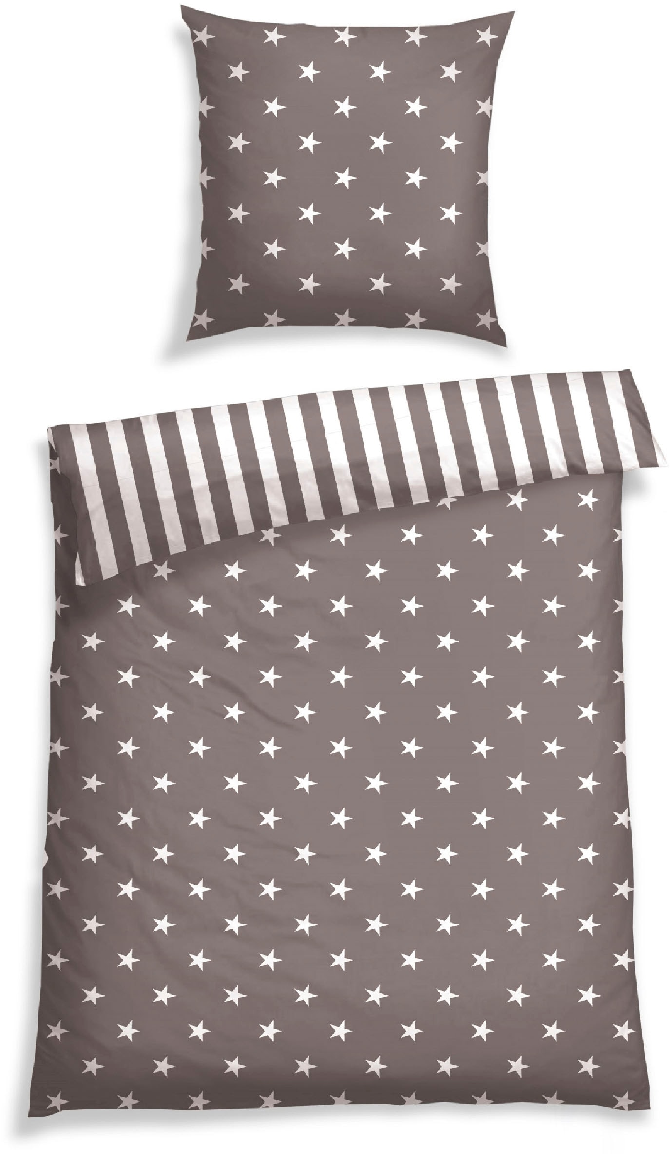 Schiesser Wendebettwäsche »Stars & Stripes aus weicher Baumwolle mit Sternenprint«, (2 tlg.), MADE IN GREEN by OEKO-TEX®-zertifiziert