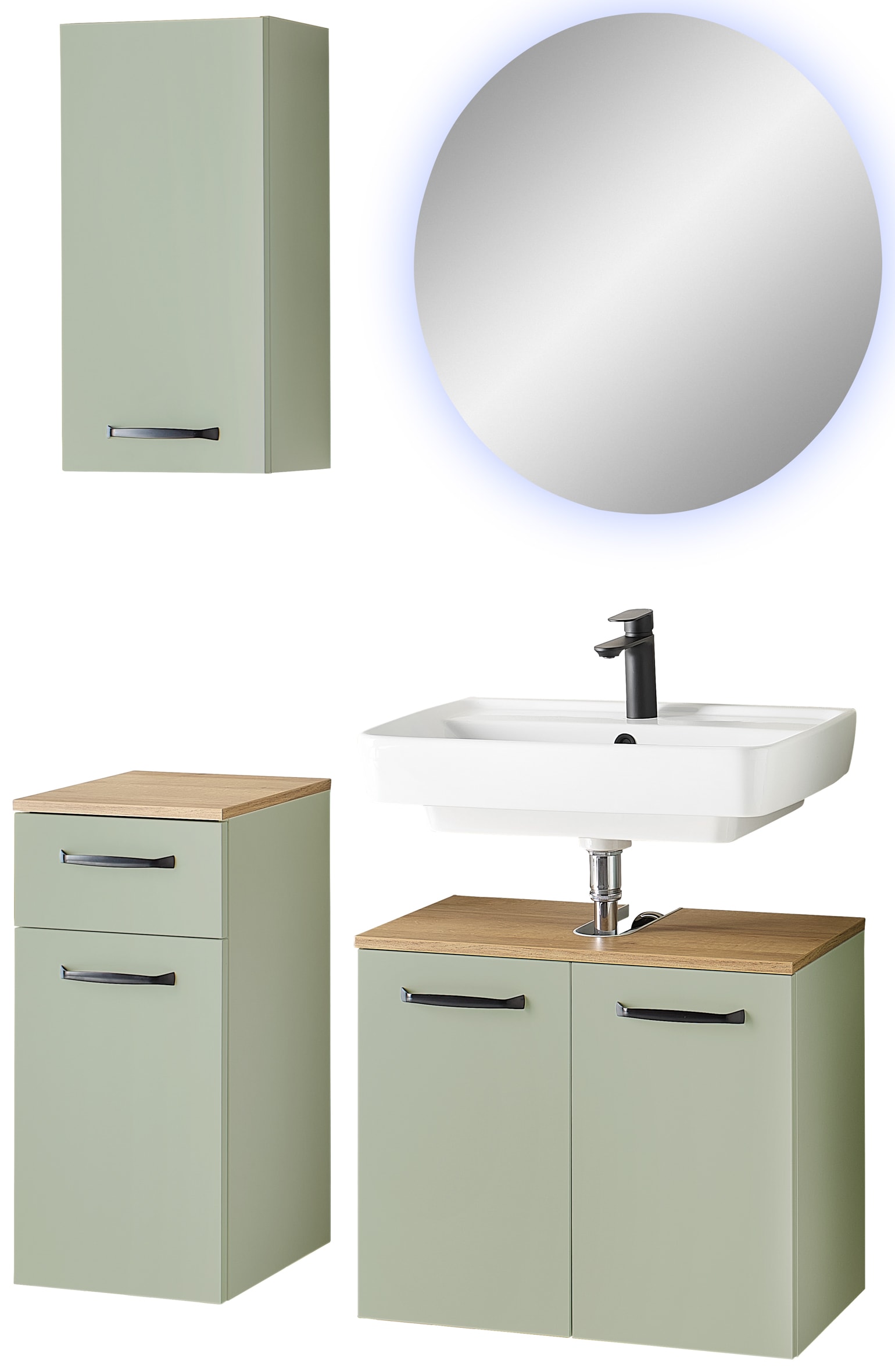 Saphir Badmöbel-Set "Quickset 500, Waschbeckenunterschrank mit Spiegel" 4 Stk. tlg.