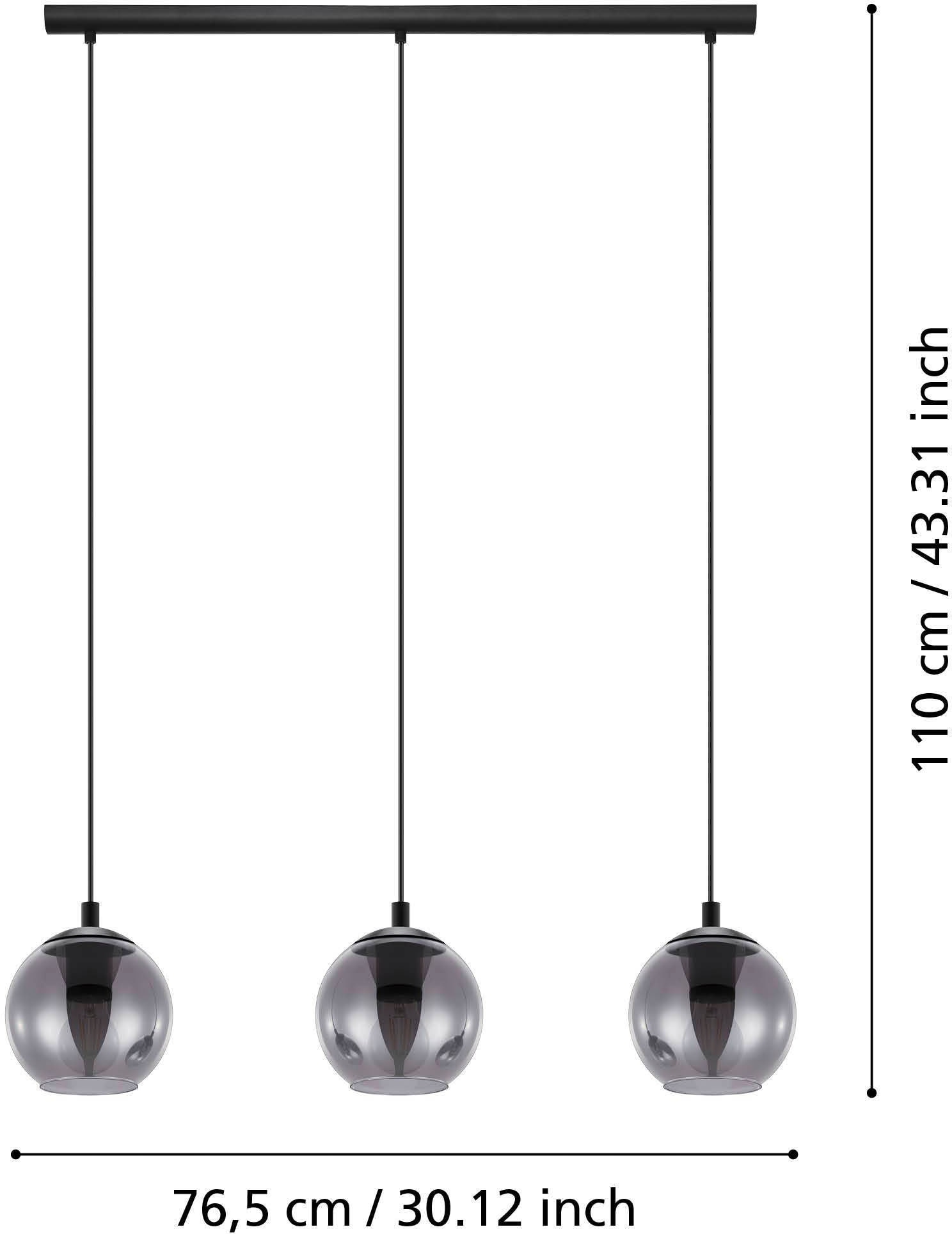 EGLO Pendelleuchte »ARISCANI«, 3 flammig, Leuchtmittel E27 | ohne Leuchtmittel, Pendelleuchte Esstisch, Hängeleuchte, Rauchglas schwarz, E27, 76,5 cm