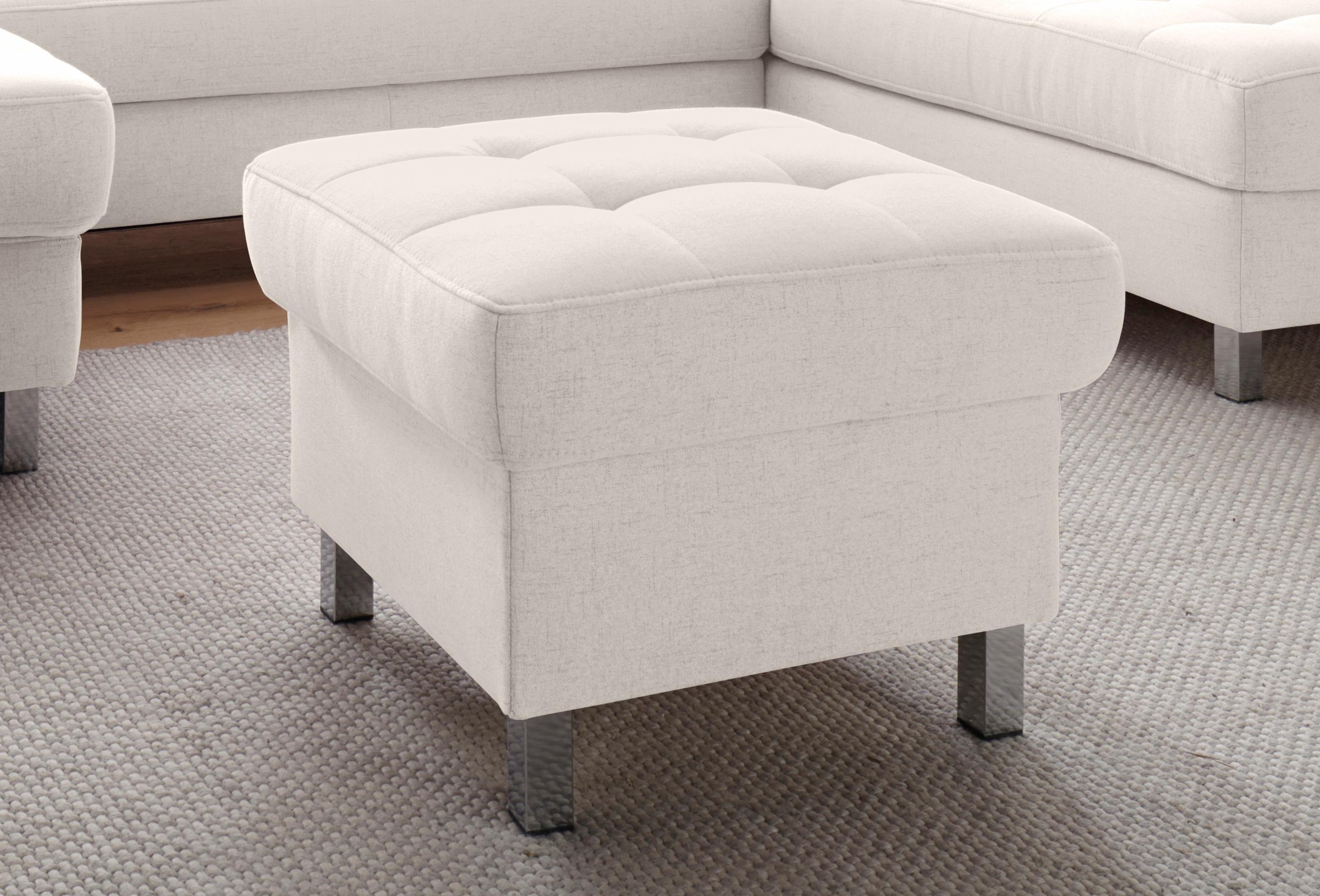 Polsterhocker SIT & MORE "Picasso", beige (linen), B:58cm H:43cm T:58cm, Struktur fein (100% Polyester), Hocker, Polsterhocker, mit Stauraumfach 3