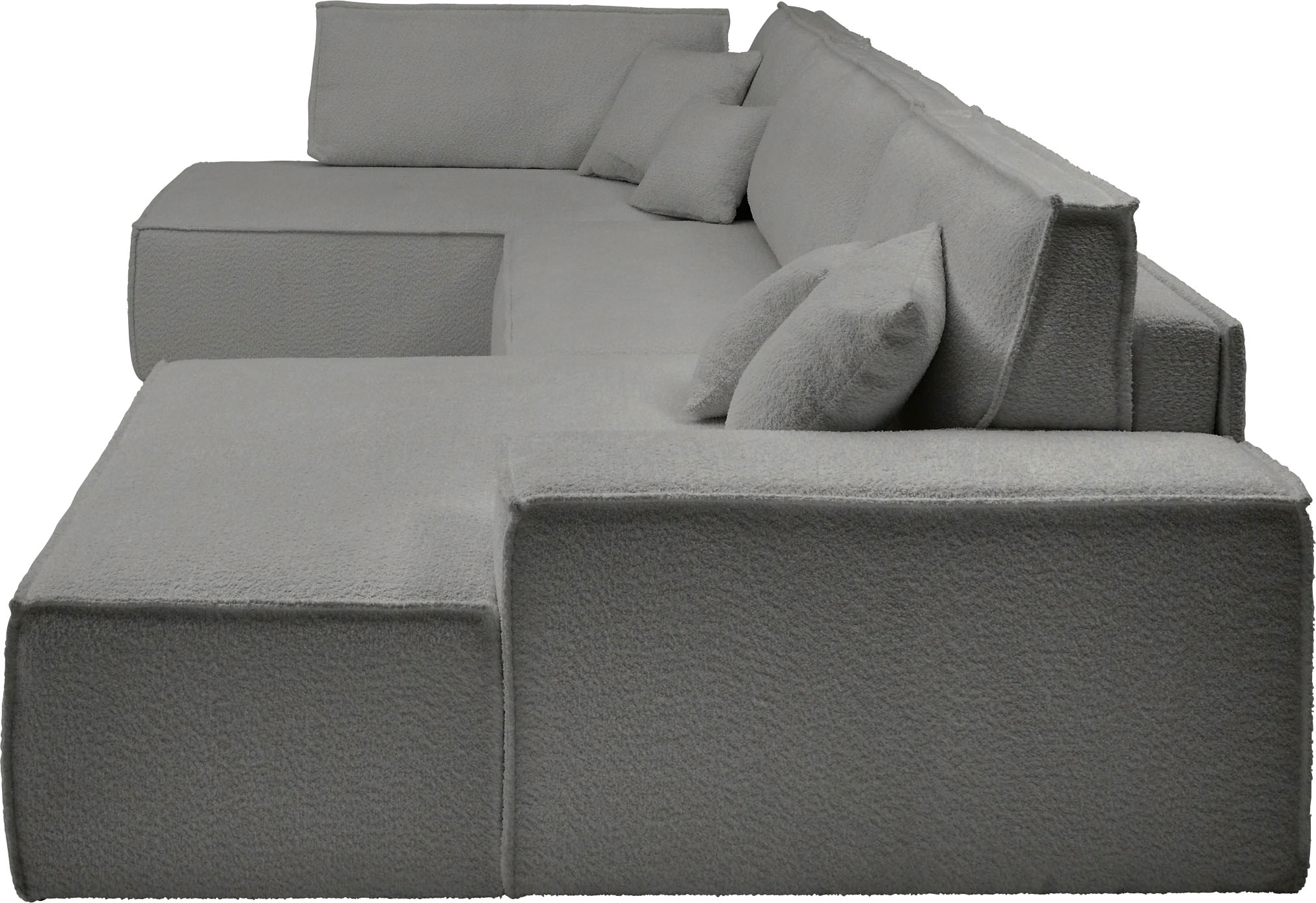 andas Wohnlandschaft »FINNLEY U-Form XXL 329 cm, Schlafsofa, Schlaffunktion m. Bettkasten«, (194/139 cm), Bouclé, Struktur und Cord