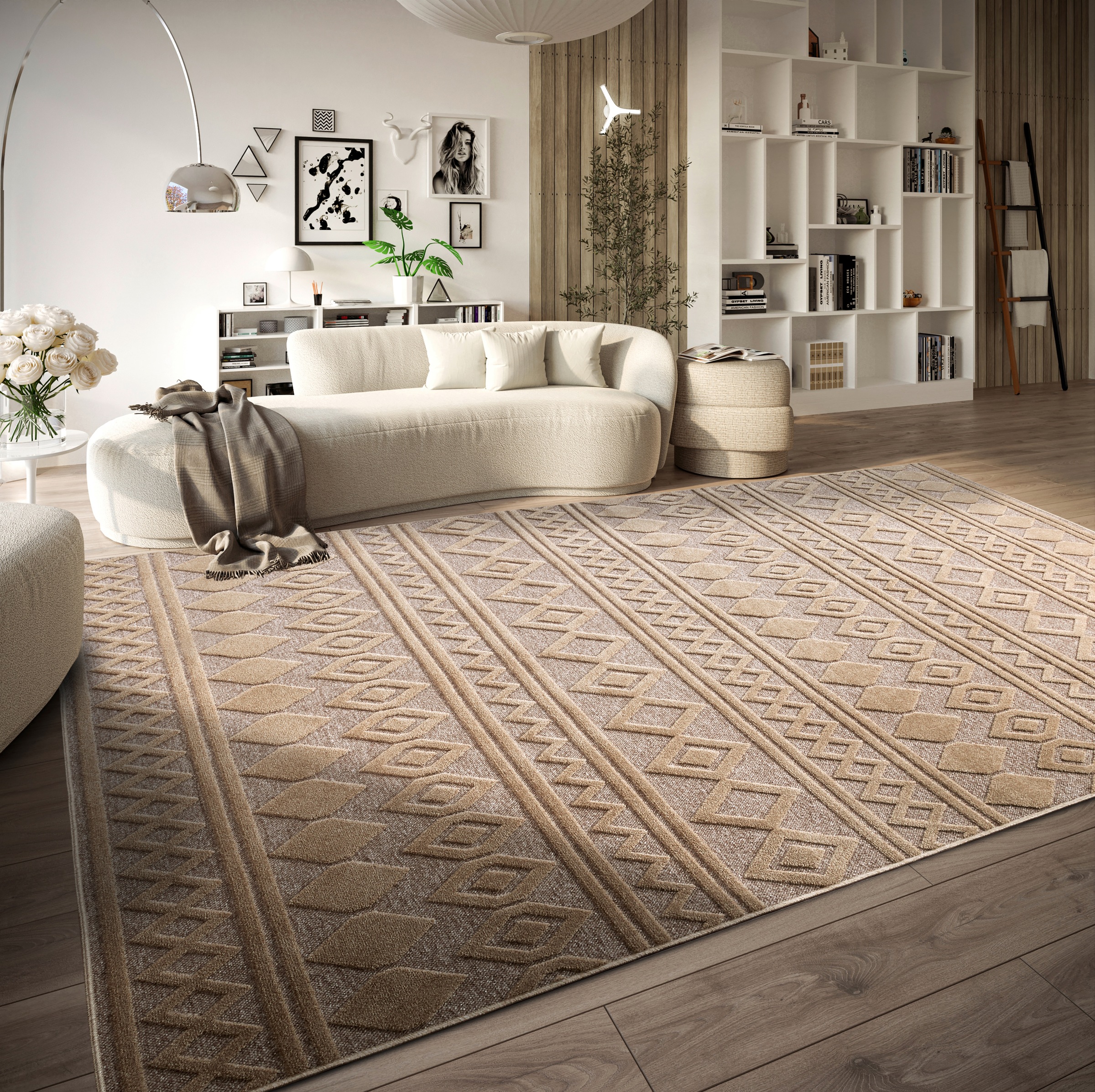 Villeroy & Boch Teppich »Catherine«, rechteckig, 5,5 mm Höhe, Nachhaltig, Wohnzimmer, Schlafzimmer, Modern, Hoch-Tief Effekt, Flur