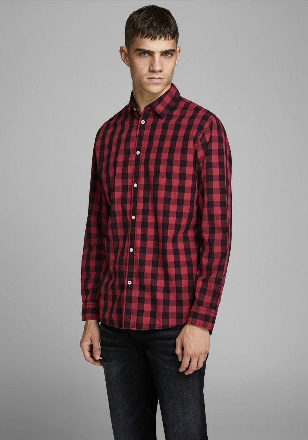 red gingham shirt