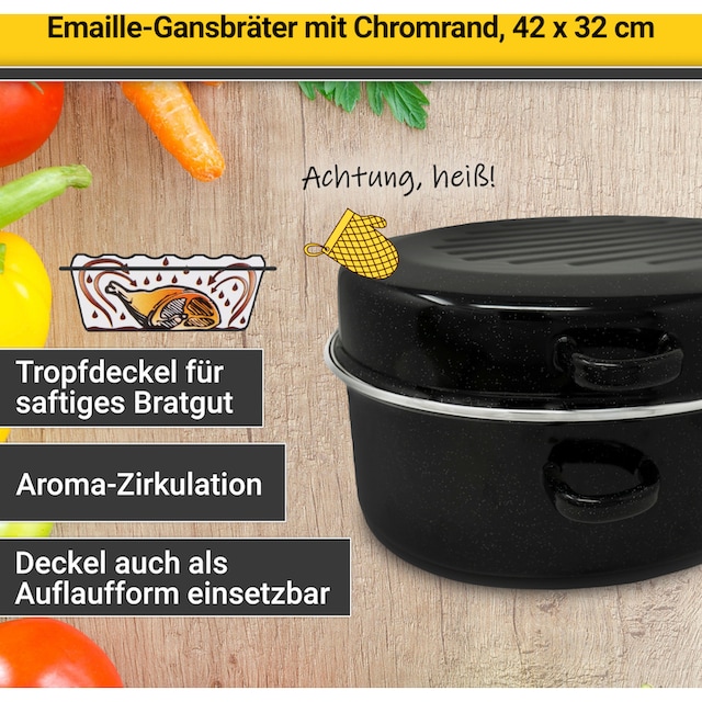 Krüger Bräter, emailliertes Stahlblech, gesprenkelt mit Chromrand, 42 cm,  Induktion bestellen | BAUR