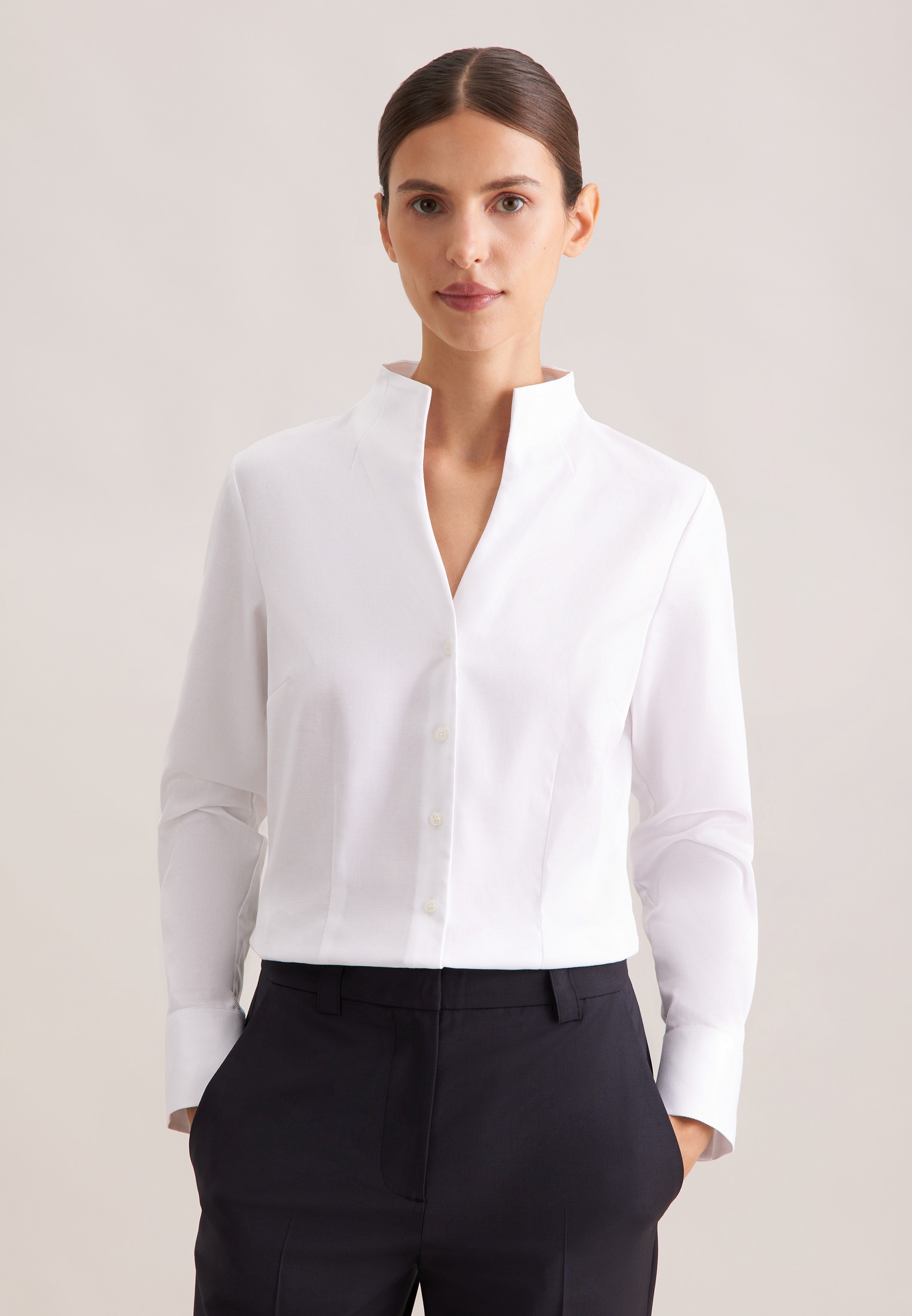 Klassische Bluse SEIDENSTICKER, Damen, Gr. XXS(32), weiß, 100% Baumwolle, unifarben, slim fit, ohne Ausschnitt, Blusen, 1/1 Kragen Uni, Topseller