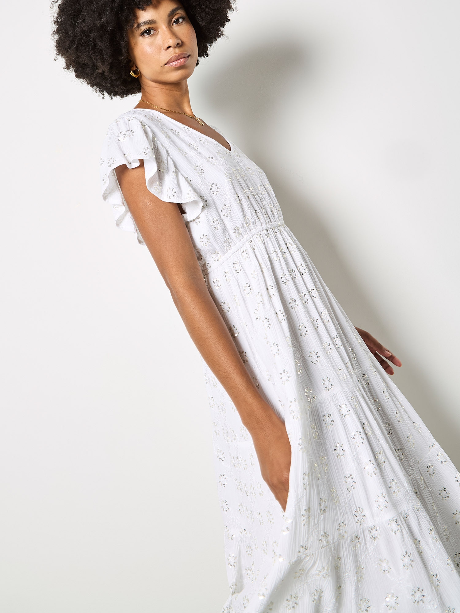 Apricot Minikleid »Midikleid« mit Stickerei und Pailletten