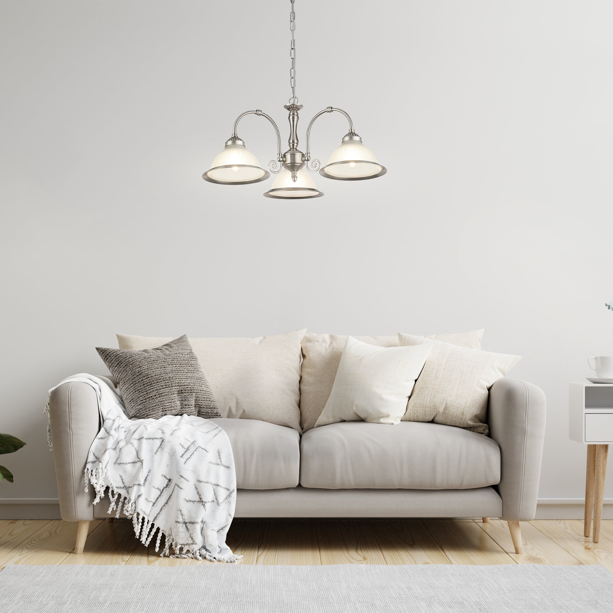 Searchlight Pendelleuchte »American Diner 3Lt Pendelleuchte - Satinsilber und Glas« E27 1 Stk.