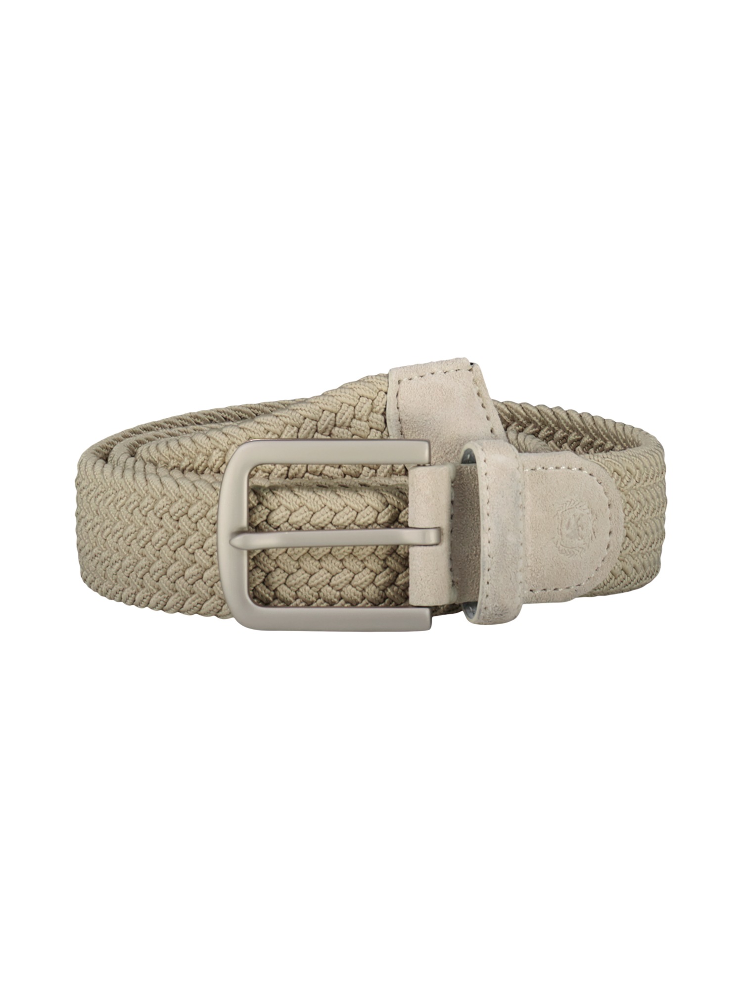 Flechtgürtel LERROS "Elastischer Flechtgürtel mit Lederapplikationen", Herren, Gr. 105, soft stone, Materialmix, Gürtel 2