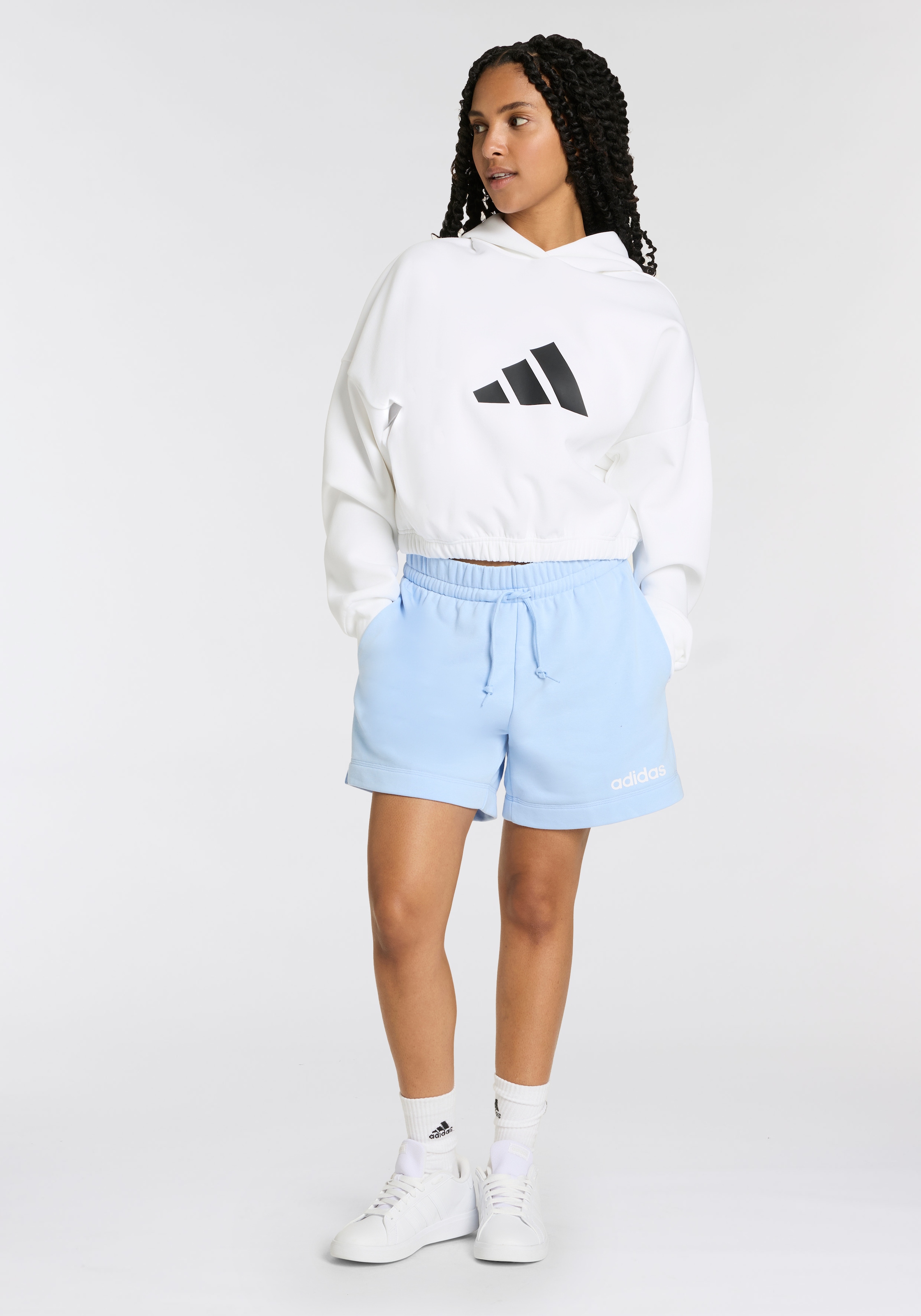 adidas Sportswear Shorts "W LIN FT SHO" Mitelhoher Bund mit Kordelzug, aus günstig online kaufen