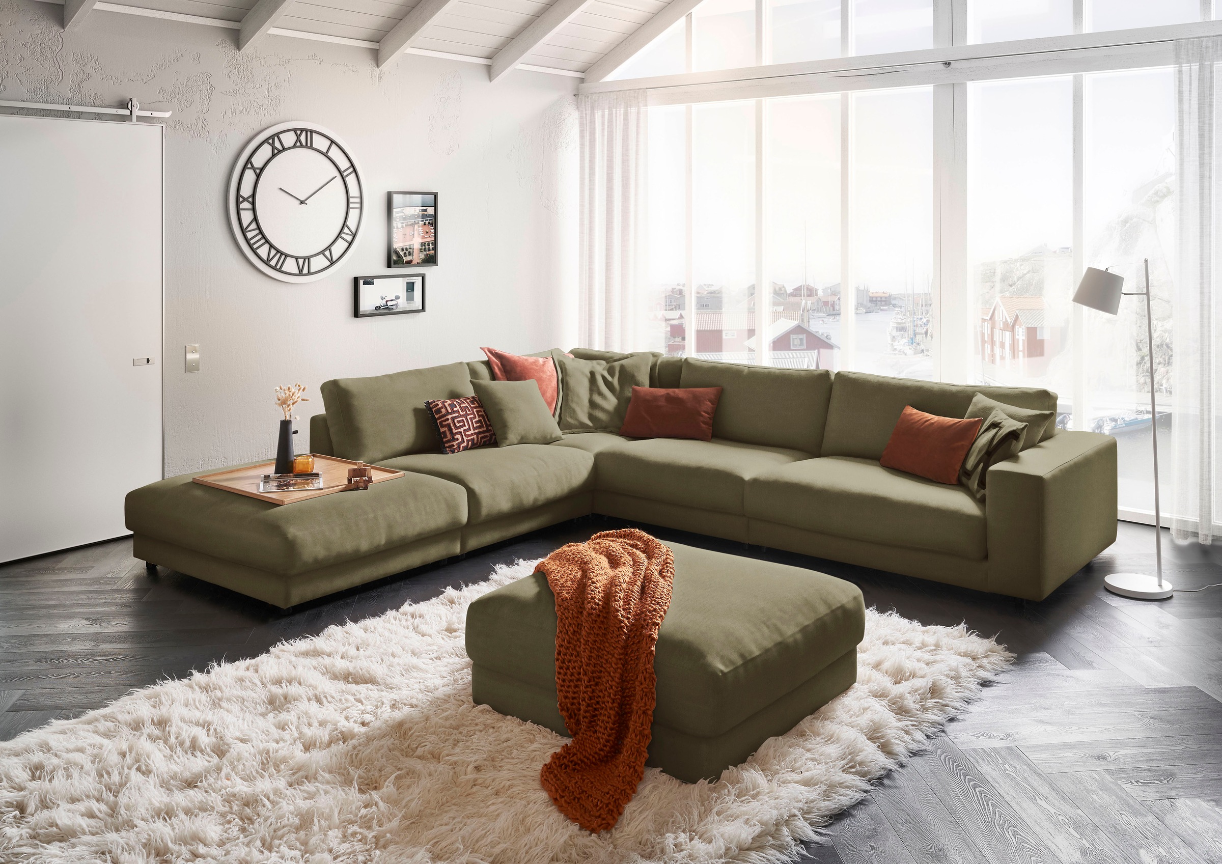 3C Candy Ecksofa »Enisa II, bequem und komfortabel, großes Familiensofa, L-Form«, incl. 3 Flatterkissen, wahlweise mit Flecken-Schutz-Bezug Easy care
