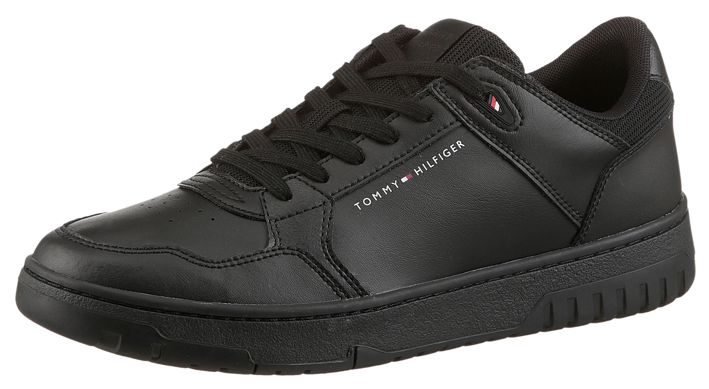 Tommy Hilfiger Sneaker »TH BASKET CORE LITE LTH MIX«, Freizeitschuh, Halbschuh, Schnürschuh mit Logoschriftzug