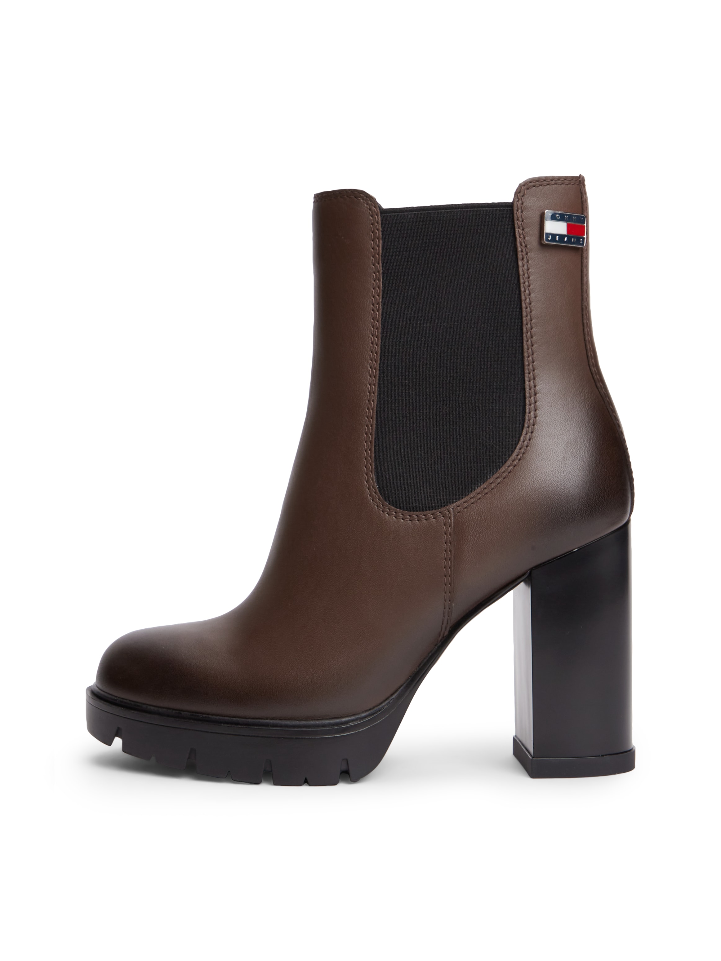 Tommy Jeans Chelseaboots »TJW CHELSEA HIGH HEEL BOOTS«  Ankle Boots, Plateaustiefeletten mit Stretcheinsatz und Logoflagge