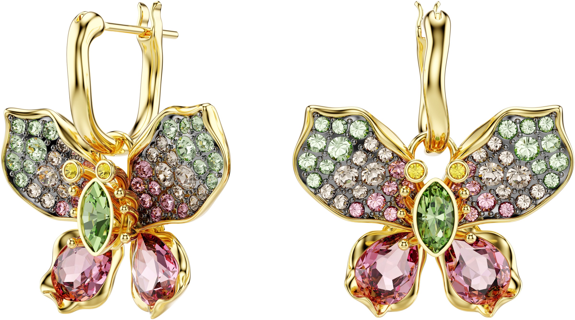 Paar Creolen SWAROVSKI "Idyllia E Heart Drop Herz", silber (metallfarben, kristallweiß, weiß, kristallweiß), Ohrringe, Damen, Metall Perlen, Metall, Perlen, mit Swarovski Kristall - mit Swarovski Perle - Einhänger abnehmbar 3