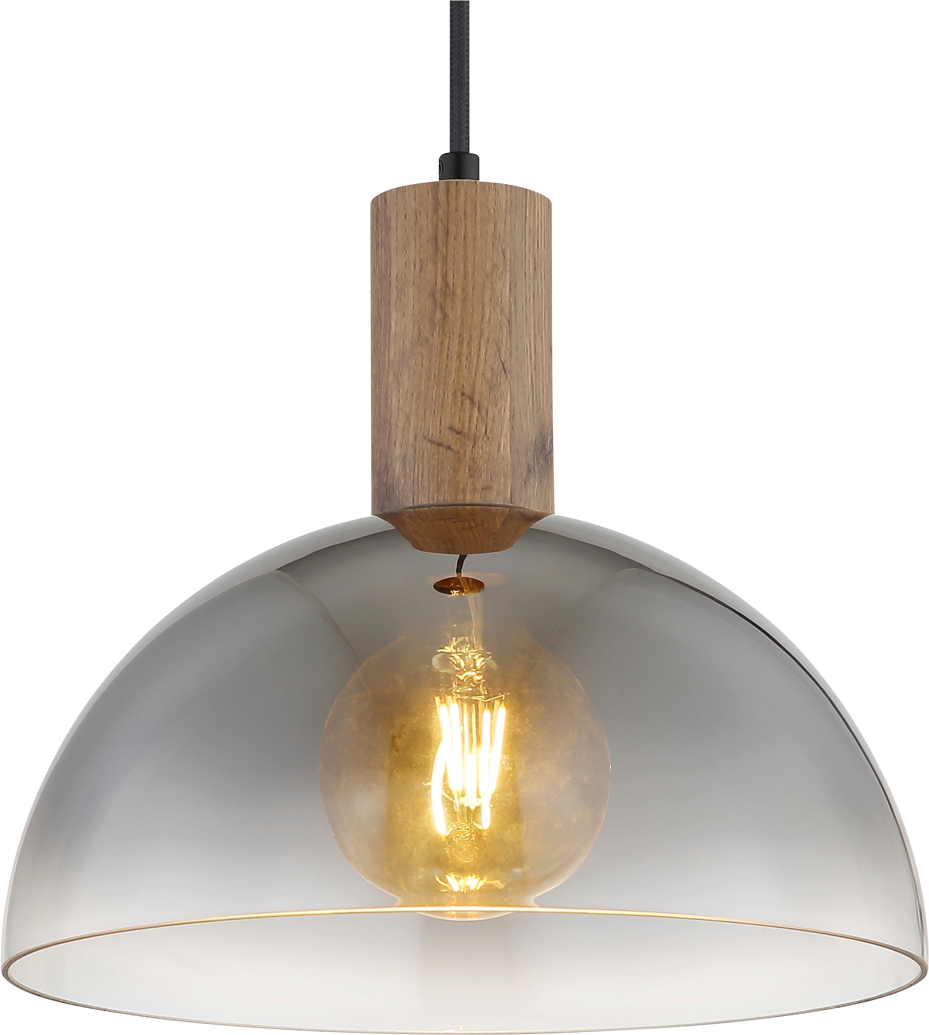 NOWA Hängeleuchte »ROMY« E27 1 Stk. Hängeleuchte Holz & Glas, höhenverstellbar, stilvoll modern
