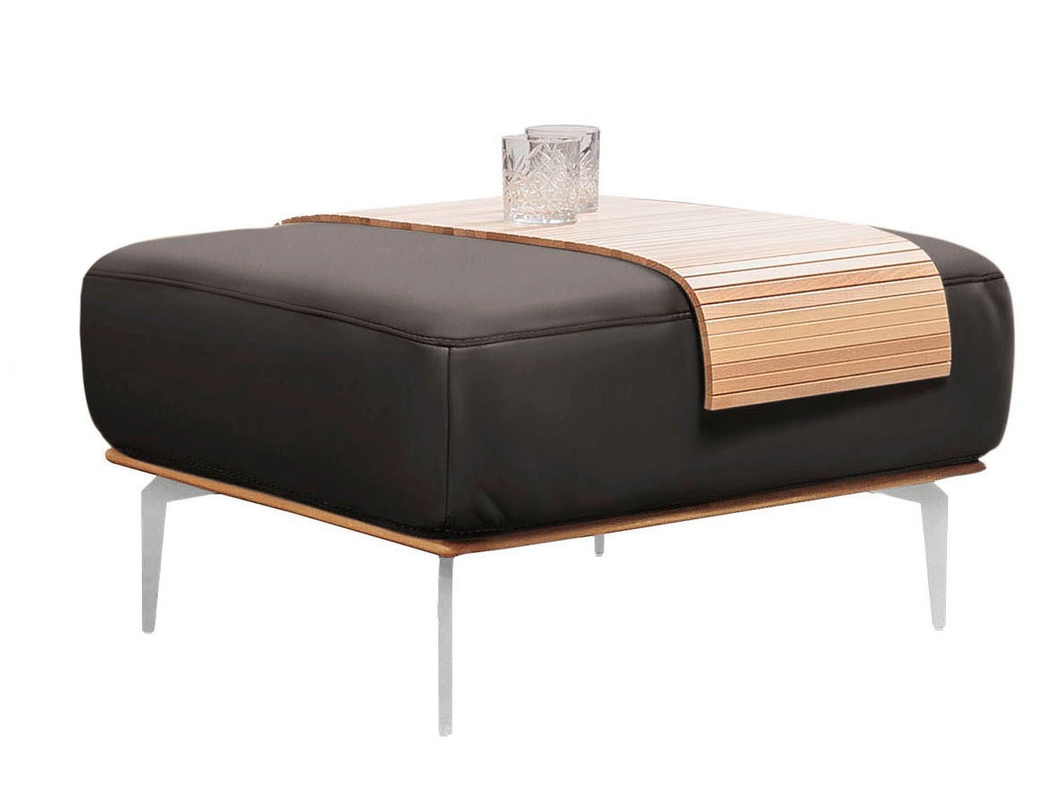 W.SCHILLIG Polsterhocker »run«, mit elegantem Holzsockel, Füße in Chrom glänzend, Breite 75 cm