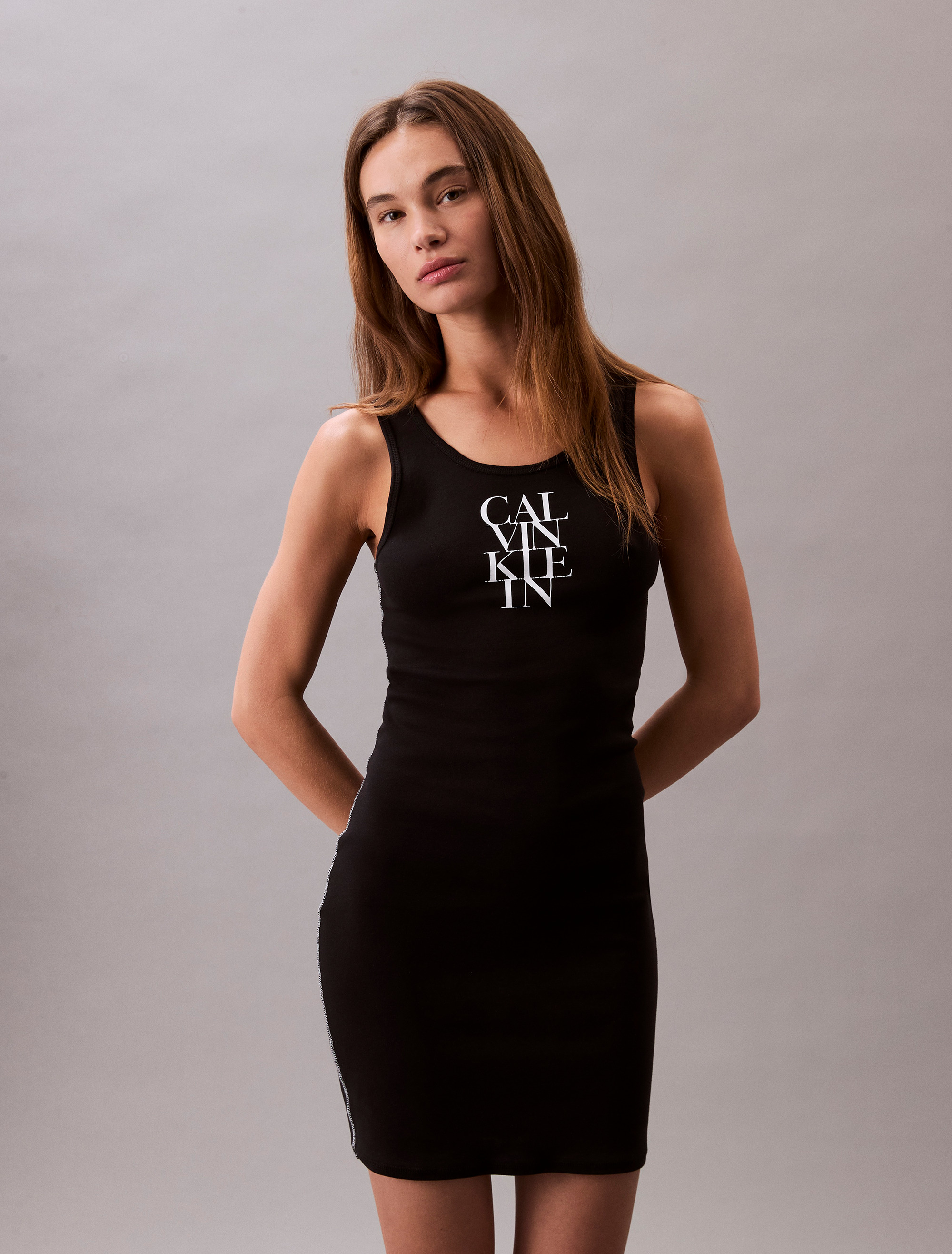 Calvin Klein Jeans Jerseykleid "SL COTTON 1X1 RIB TANK DRESS", Mit tiefem R günstig online kaufen