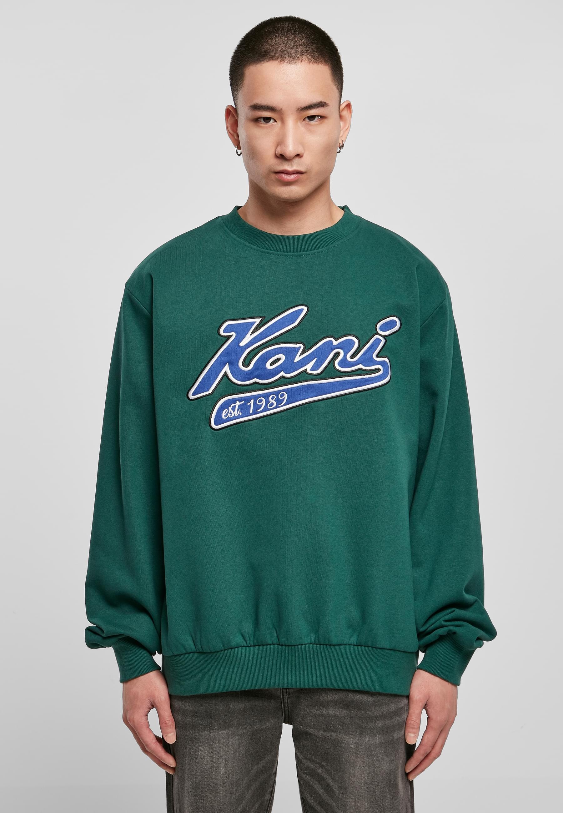 Karl Kani Rundhalspullover »Karl Kani Herren KU224-005-1 KK Varsity OS Crew dark green«, (1 tlg.)