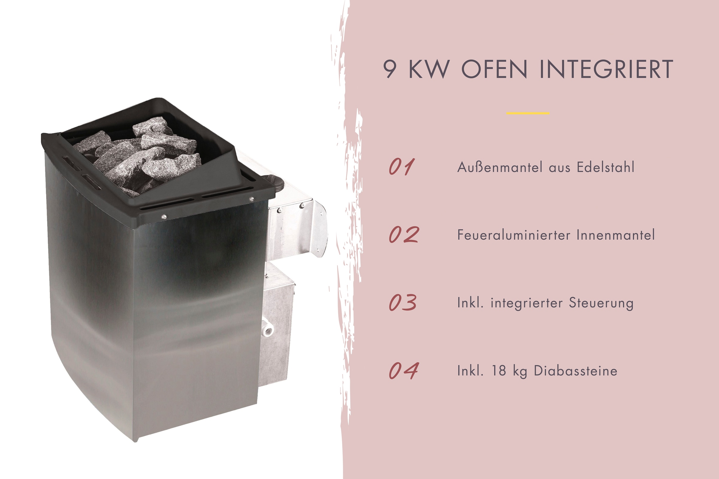 Karibu Sauna »Talida«, 9-kW-Ofen mit integrierter Steuerung
