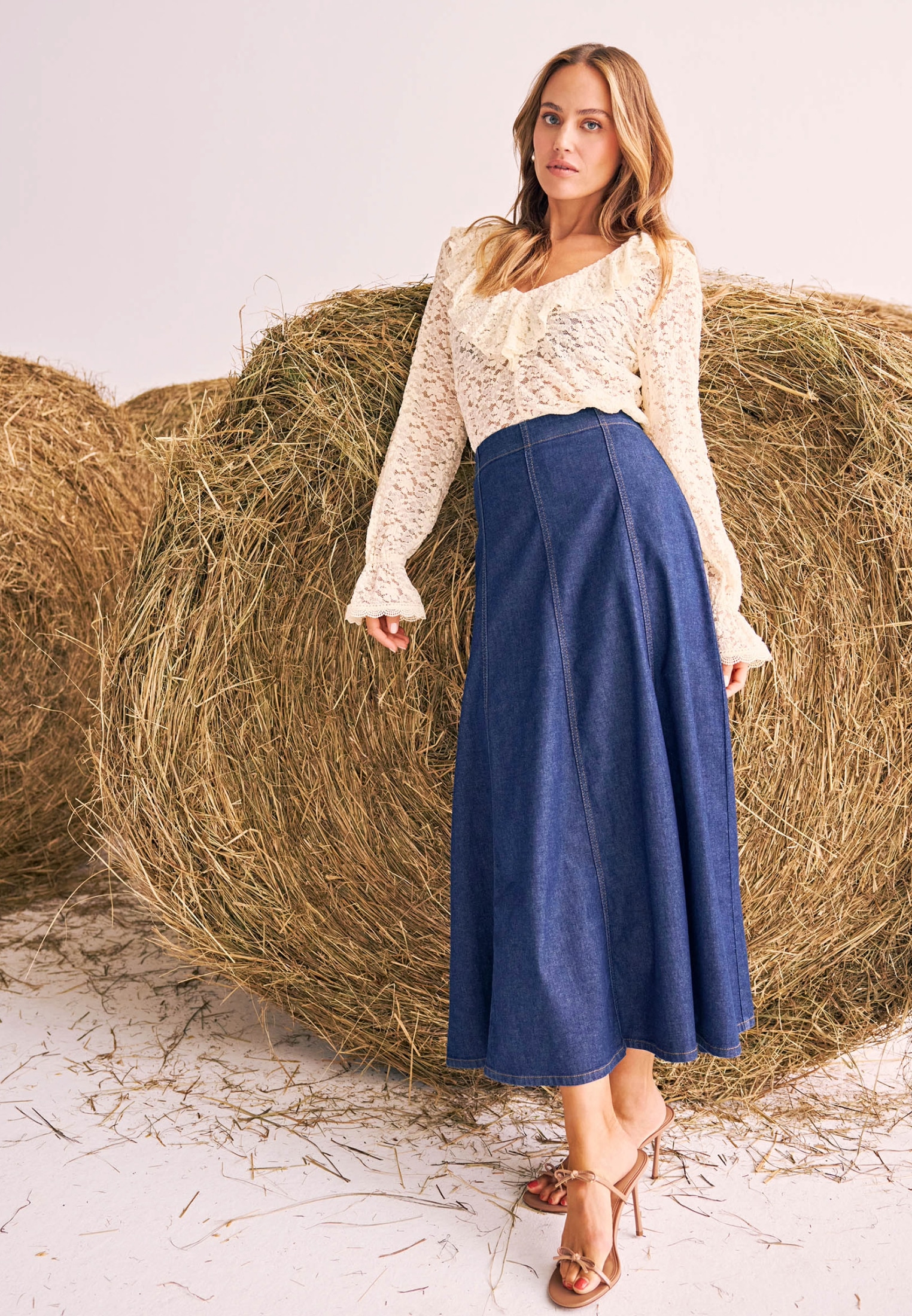 Zero Midirock »zero Damen Maxi-Jeansrock ausgestellt«, Plain/ohne Details