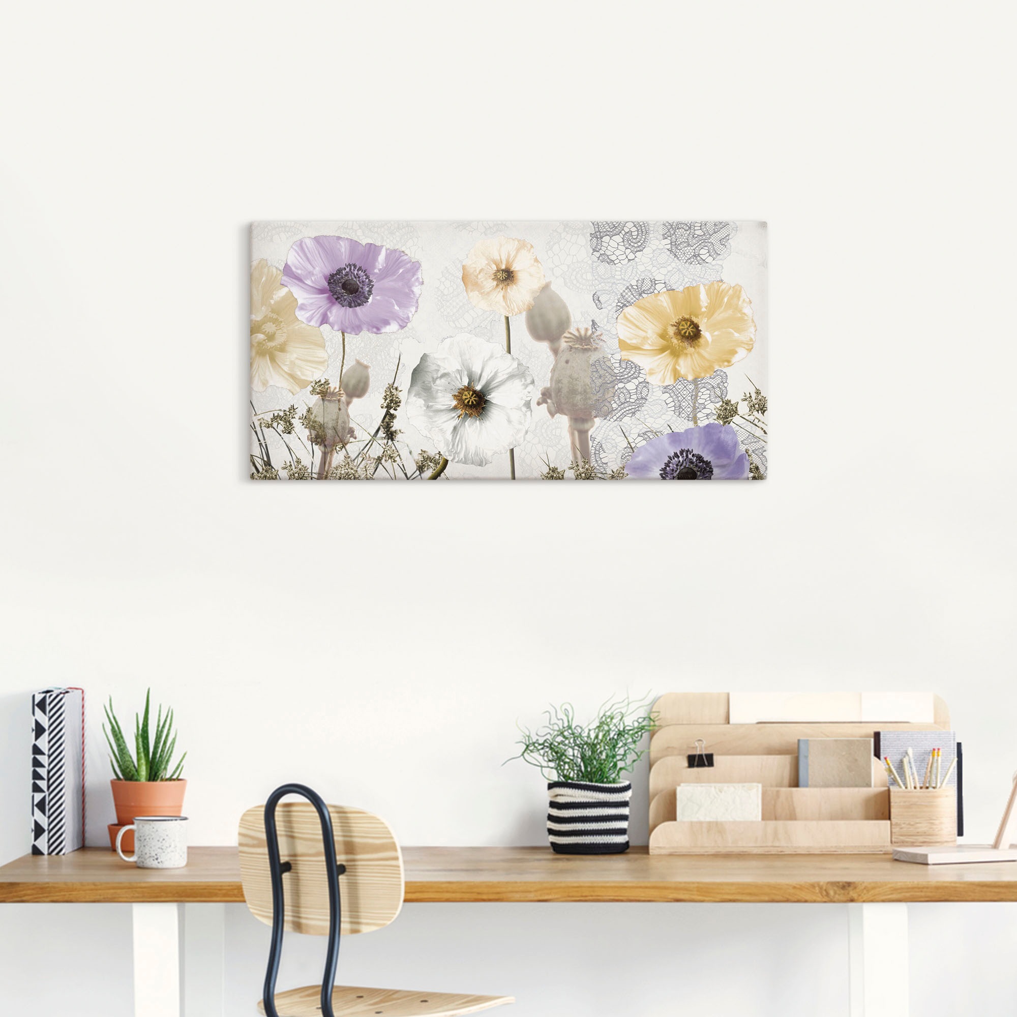 Artland Leinwandbild "Glänzende Mohnblumen" Blumen 1 Stk. tlg. auf Holzrahm günstig online kaufen