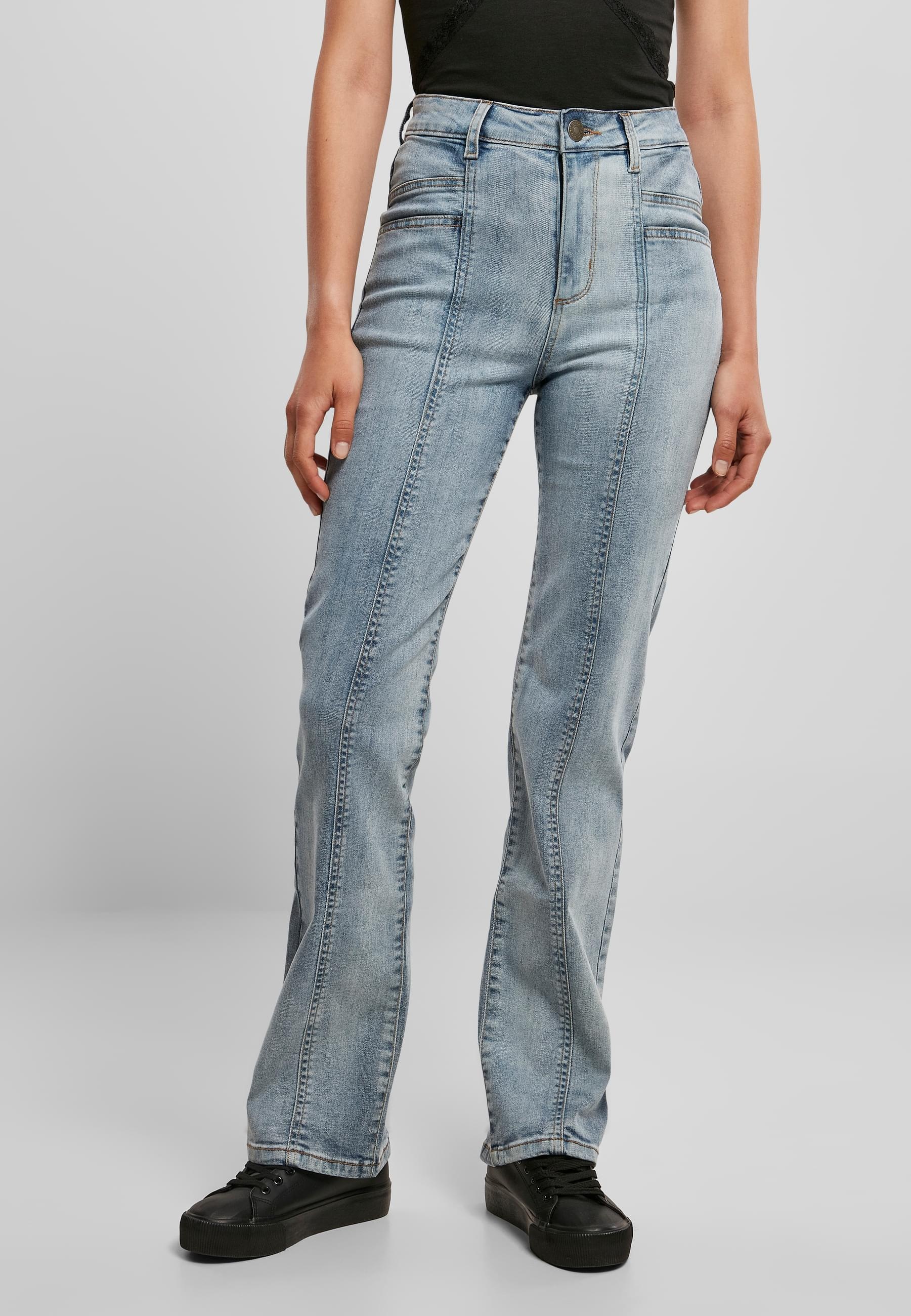 URBAN CLASSICS Bequeme Jeans »Urban Classics Damen Ladies High Waist Straight Slit Denim Pants«, (1 tlg.)