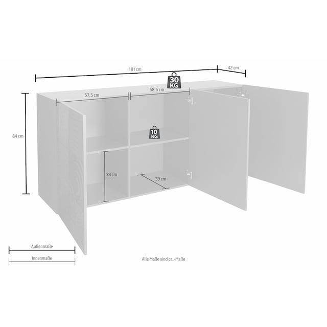 LC Sideboard »Miro«, Breite 181 cm mit dekorativem Siebdruck | BAUR