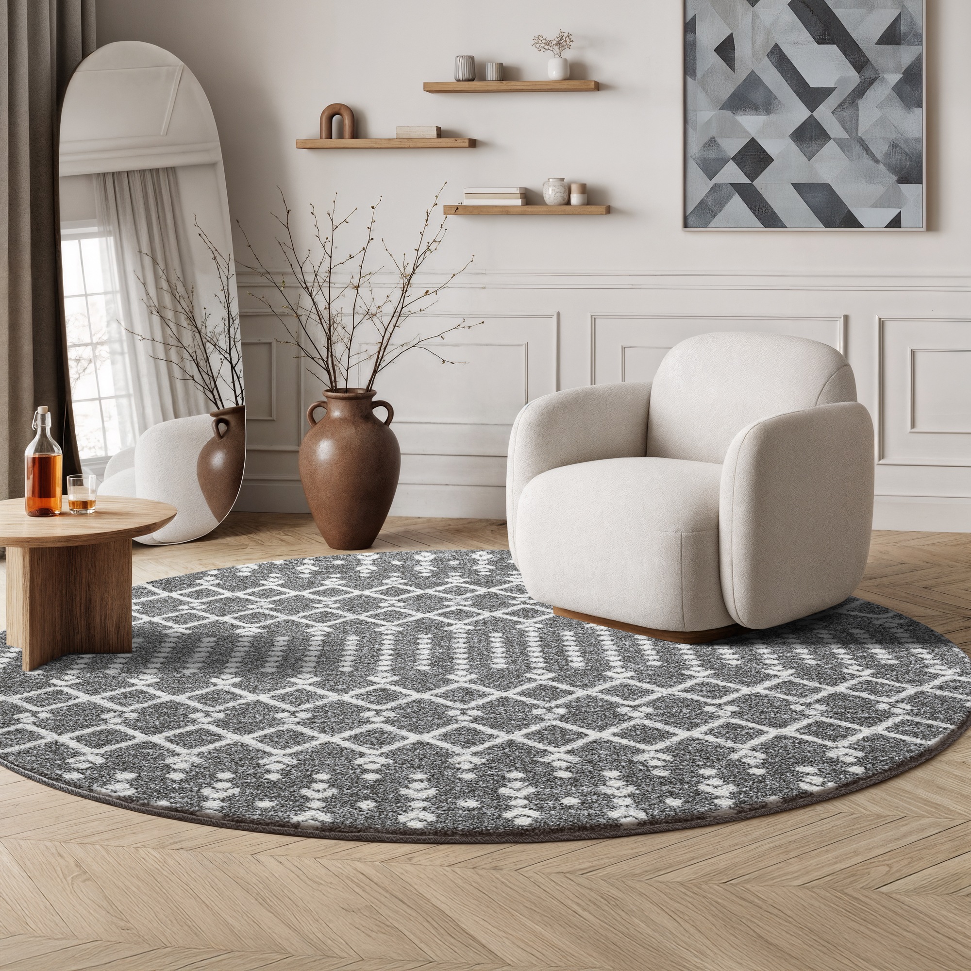 Sanat Teppich "Boho 8203" rund 10 mm Höhe Kurzflor, robust, Boho, Scandic, günstig online kaufen