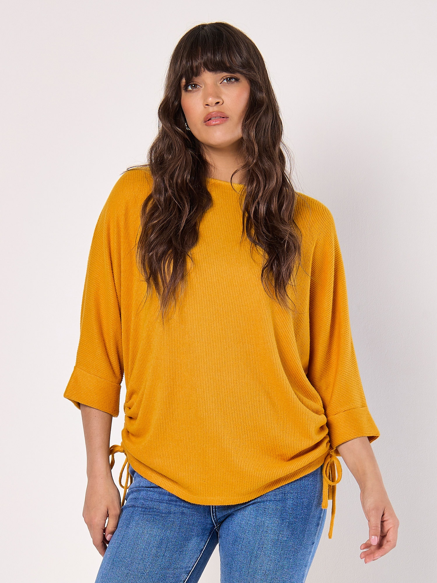 Apricot Klassische Bluse "Strickpullover" 1 mit seitlicher Raffung