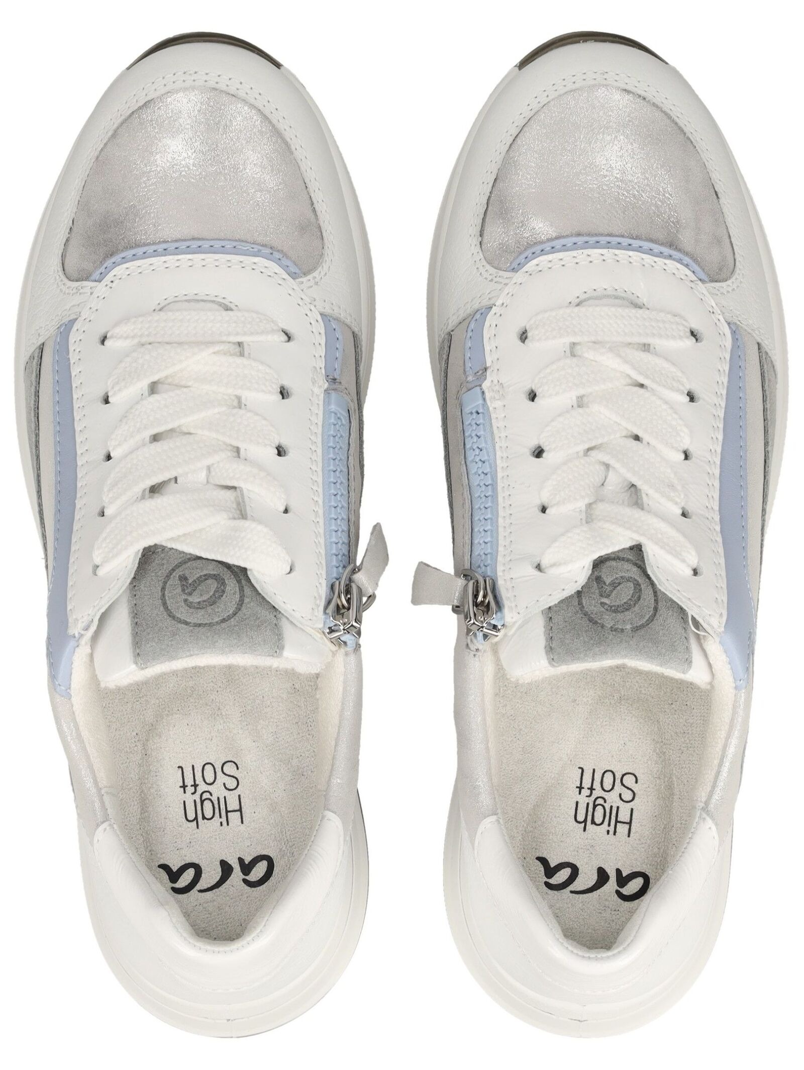 Ara Sneaker Leather White/Silver Size 40 6