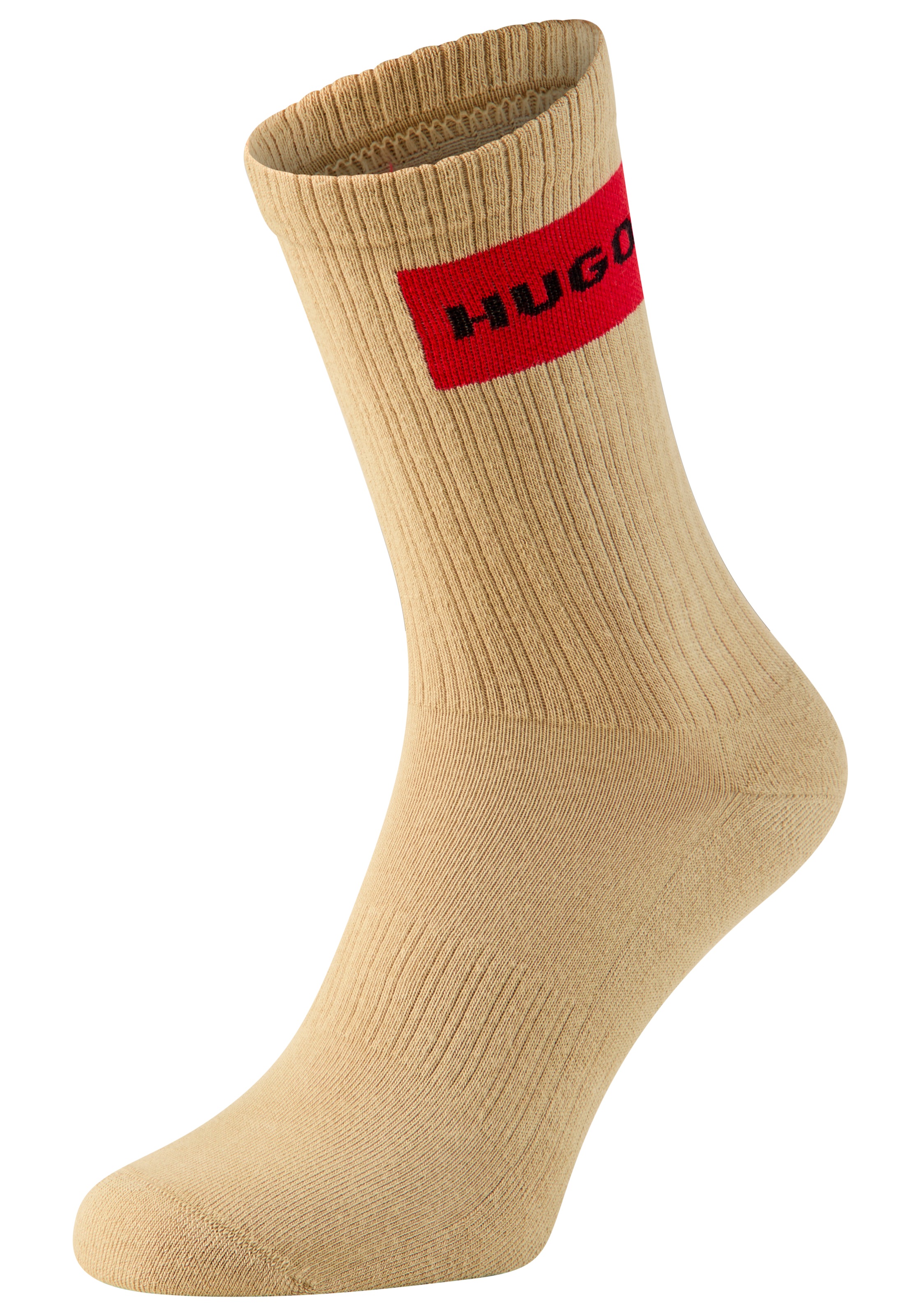 HUGO Underwear Freizeitsocken »3P QS RIB LABEL«, (Packung, 3 Paar, 3er), mit kontrastfarbenen HUGO Logo