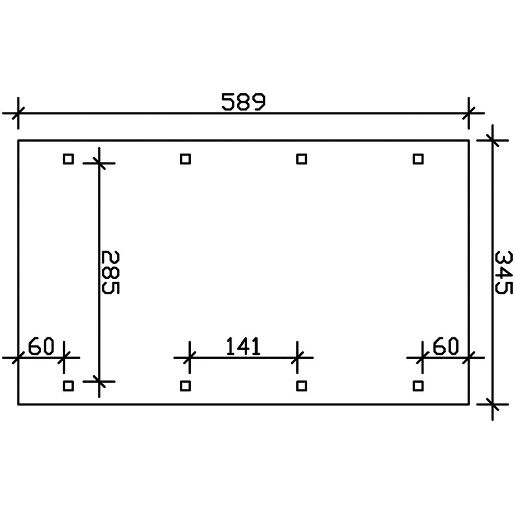 Skanholz Einzelcarport »Spreewald«, Nadelholz, 285 cm, Nussbaum, 345x589cm mit EPDM-Dach, rote Blende