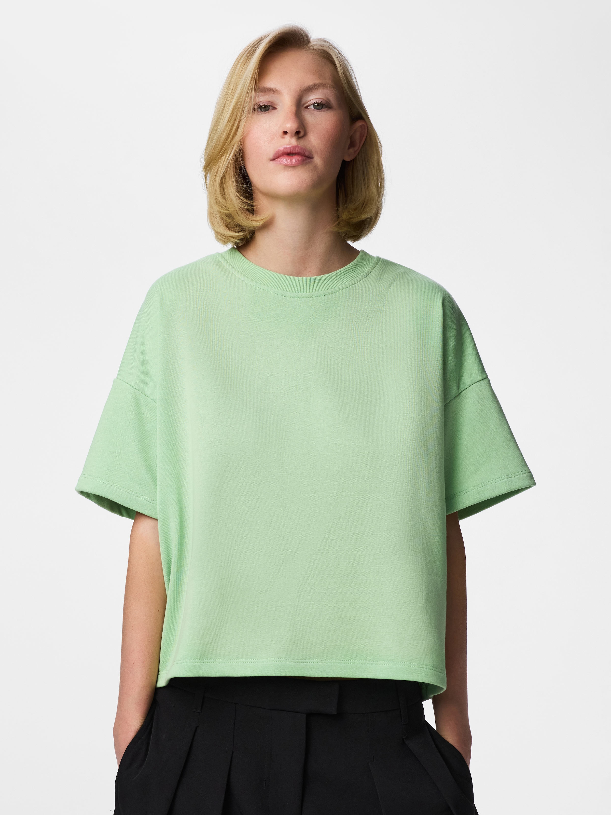 Pieces Sweatshirt "Pcchilli Summer 2/4 Loose Sweat Noos Bc", Baumwollmischung, Loose Fit