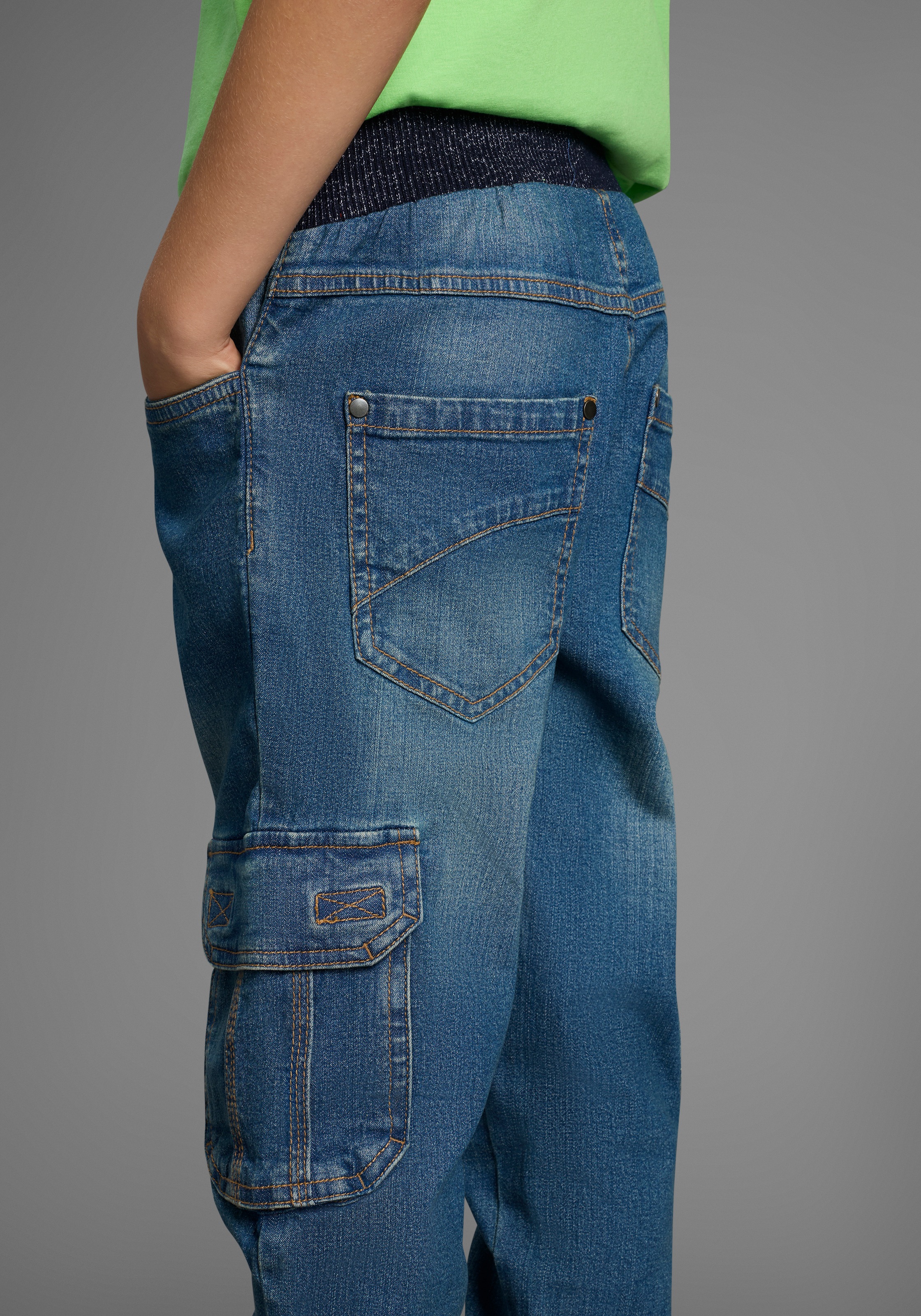 Thumbnail - Arizona Cargojeans ", Stretch-Jeans für Jungen" gerades Bein, mit Bindeband und Gummizug, normale Taille