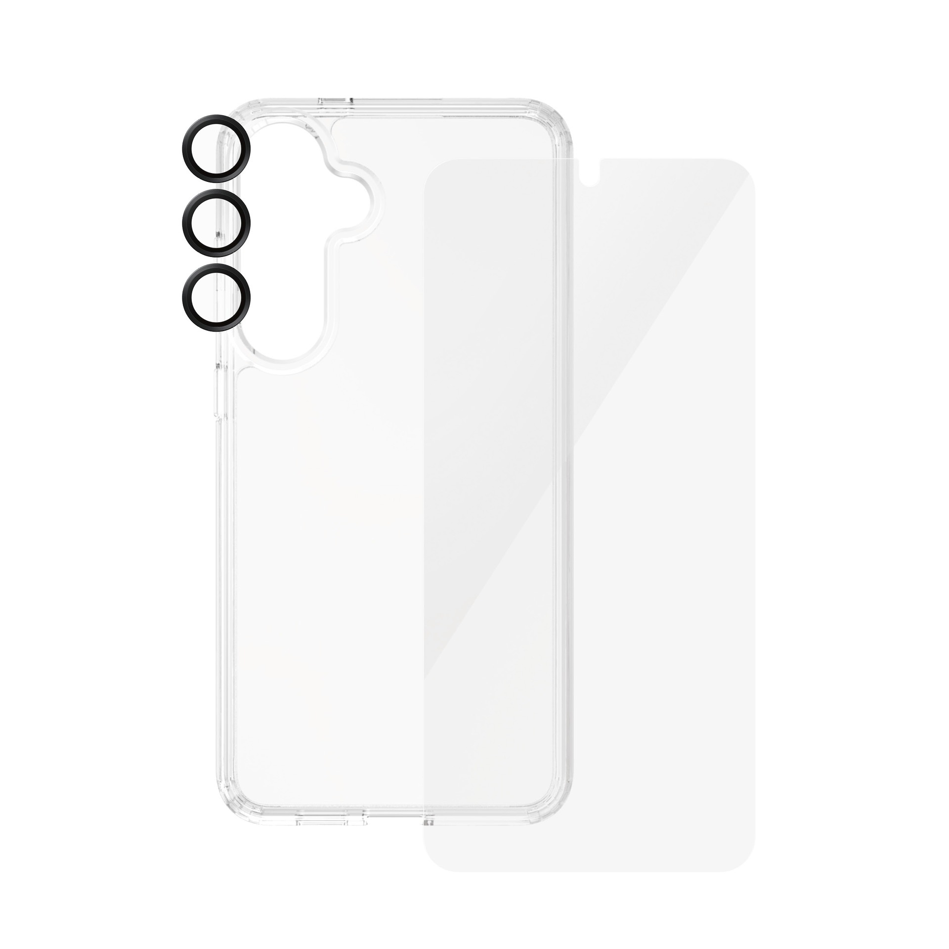 PanzerGlass Displayschutzglas »3-in-1 Bundle Set«, für Samsung Galaxy S24 Plus, (Set, 3 St., Screen Protector, Hardcover, Camera Hoops), Displayschutzfolie, Schutzfolie, Bildschirmschutz, kratz- & stoßfest