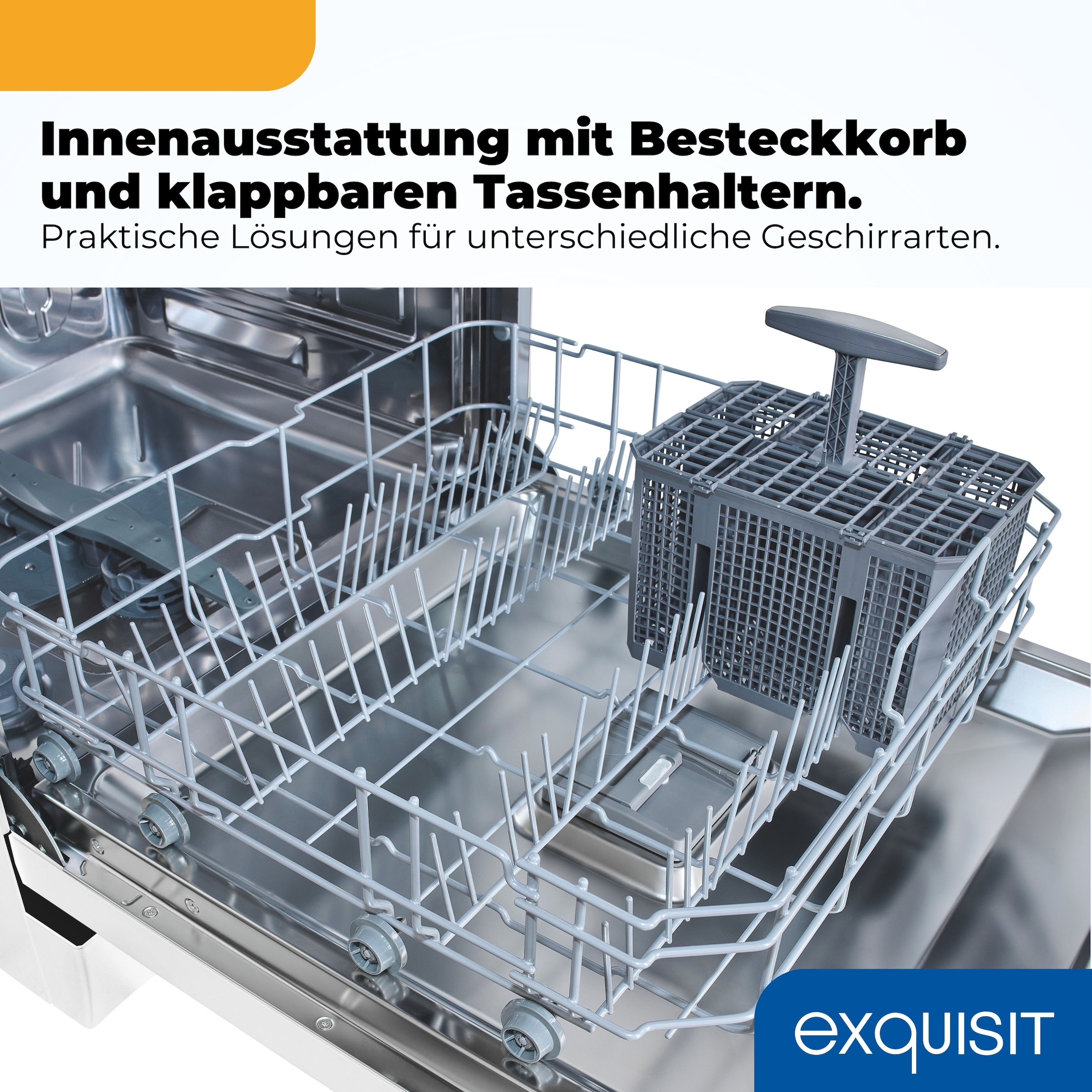 exquisit Standgeschirrspüler 9114 »GSP9114-451D weiss« 11,9 l 14 tlg. Maßgedecke 14 Maßgedecke & flüsterleise 49 dB – stark und angenehm ruhig