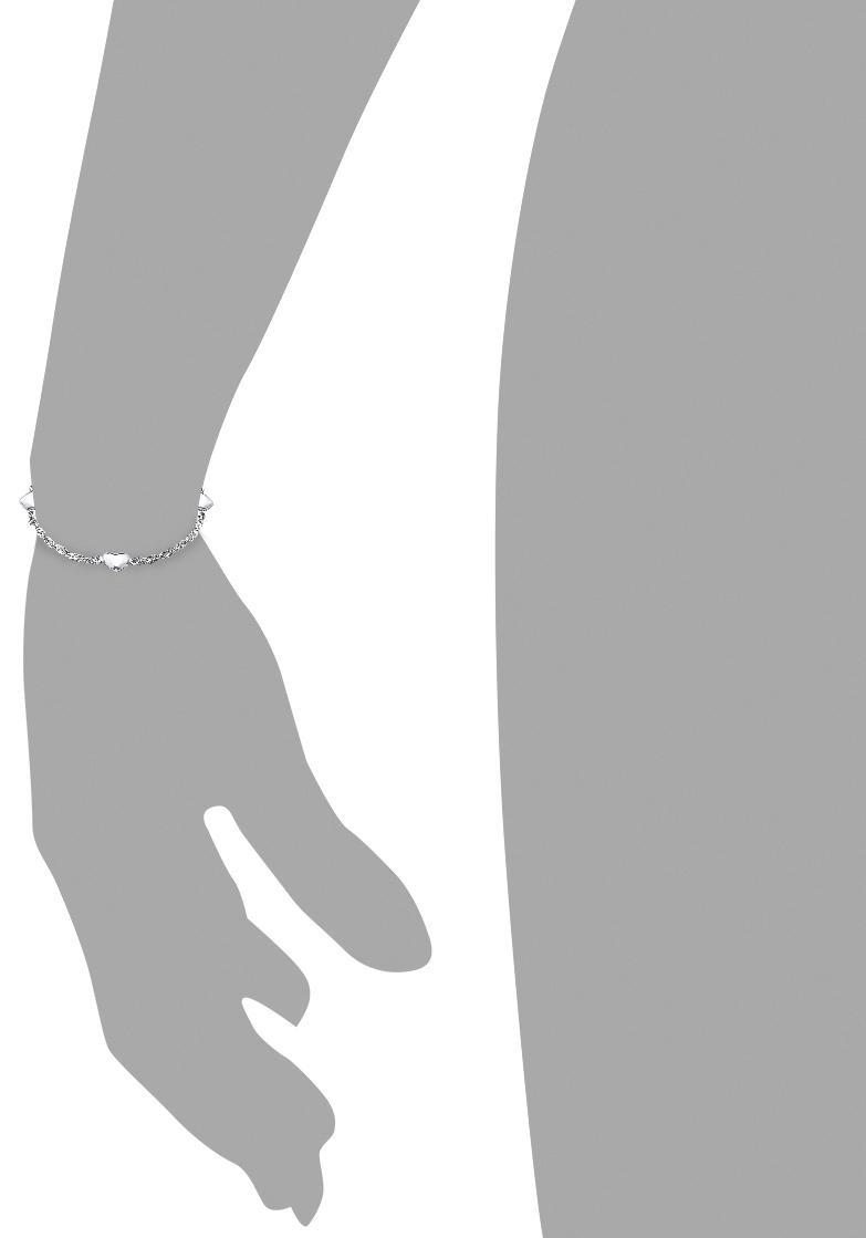 Armband AMOR "Herz", silber (silberfarben), Armbänder, Mädchen, 14cm, Silber 925 (Sterlingsilber), Armband 3
