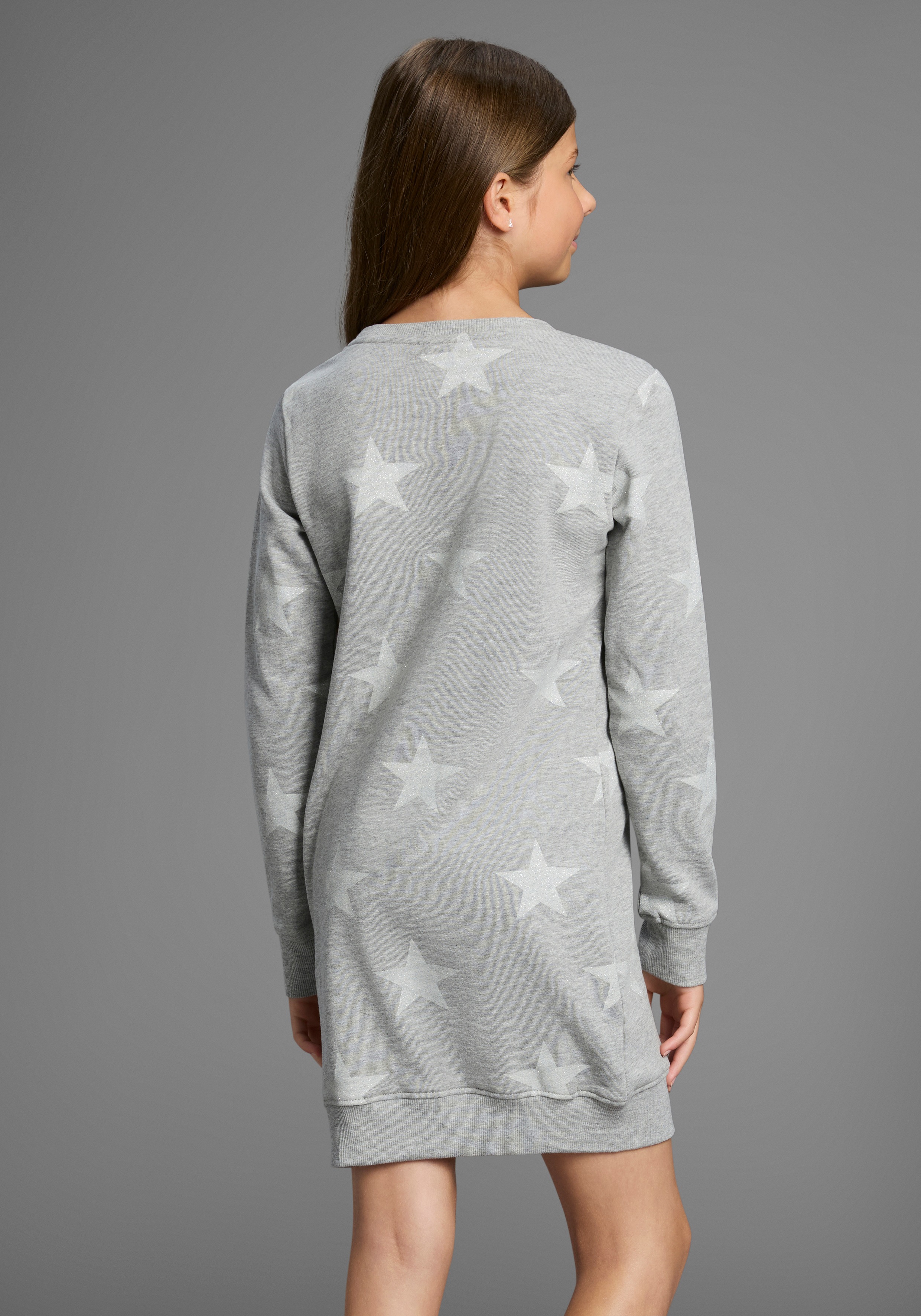Thumbnail - KIDSWORLD Sweatkleid "Sterne-Allover Kleid" für den Alltag, ca. Mitte Oberschenkel Länge, sportlicher Touch