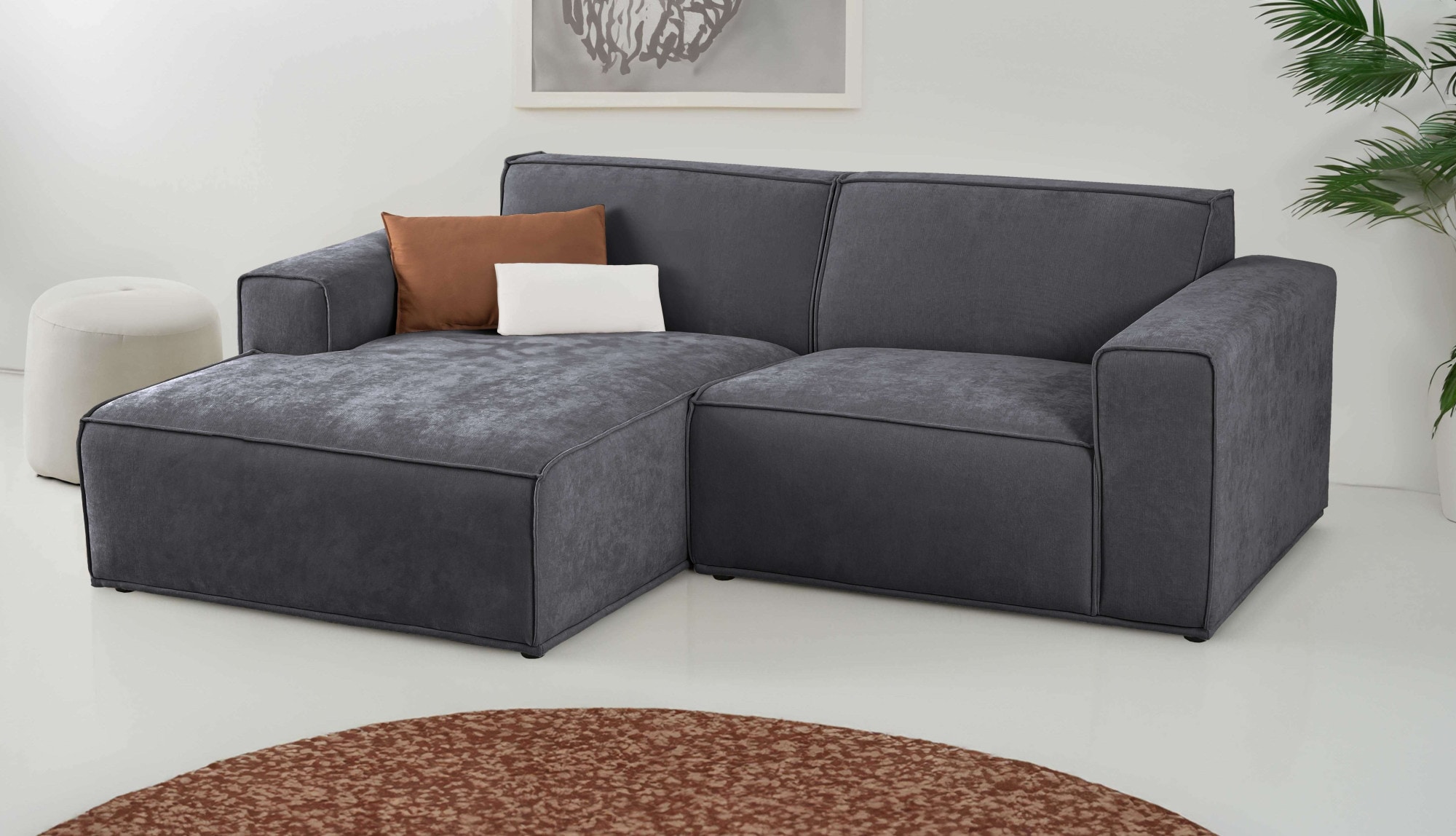Home affaire Ecksofa "Avelin, 228 cm, L-Form, Chenille, Struktur-Boucle", m günstig online kaufen