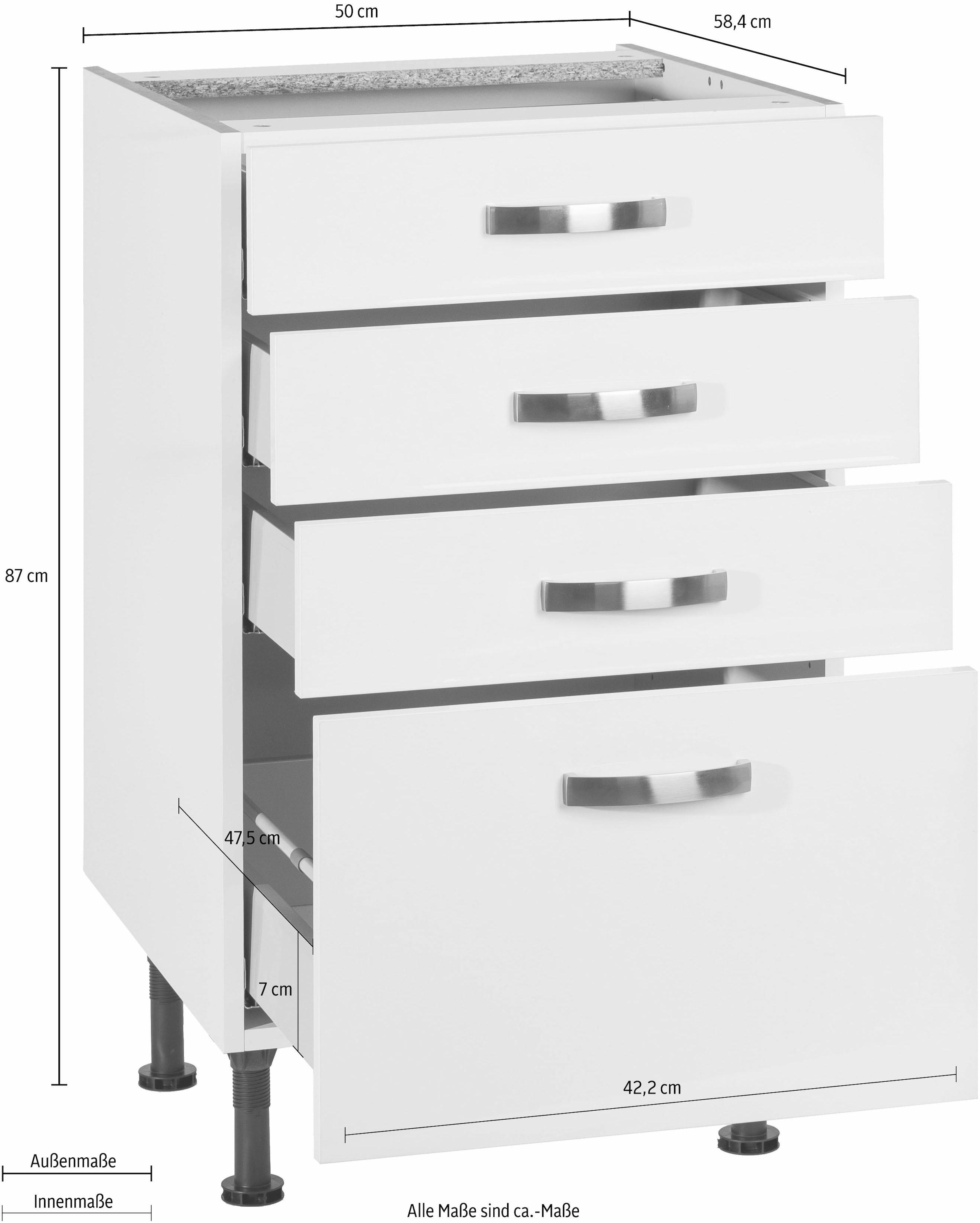 KOCHSTATION Unterschrank »KS-Cara« Breite 50 cm, mit Vollauszügen und Soft-Close-Funktion