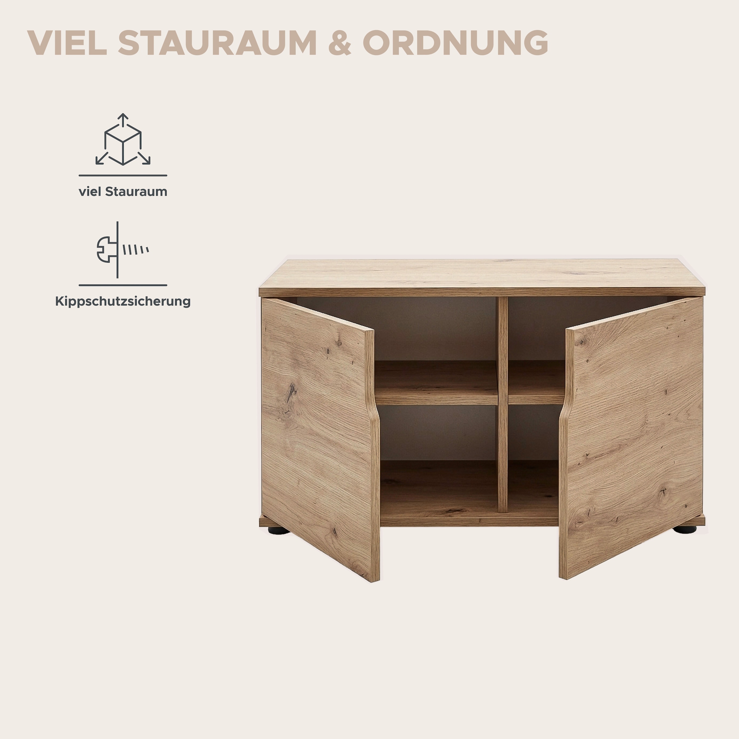 OTTO home Sitzbank »FJELL, Breite 80cm, 2 Türen, 2 Einlegeböden, 4 Fächer« Bank Truhe, Kommode, Garderobenbank, Dielenbank