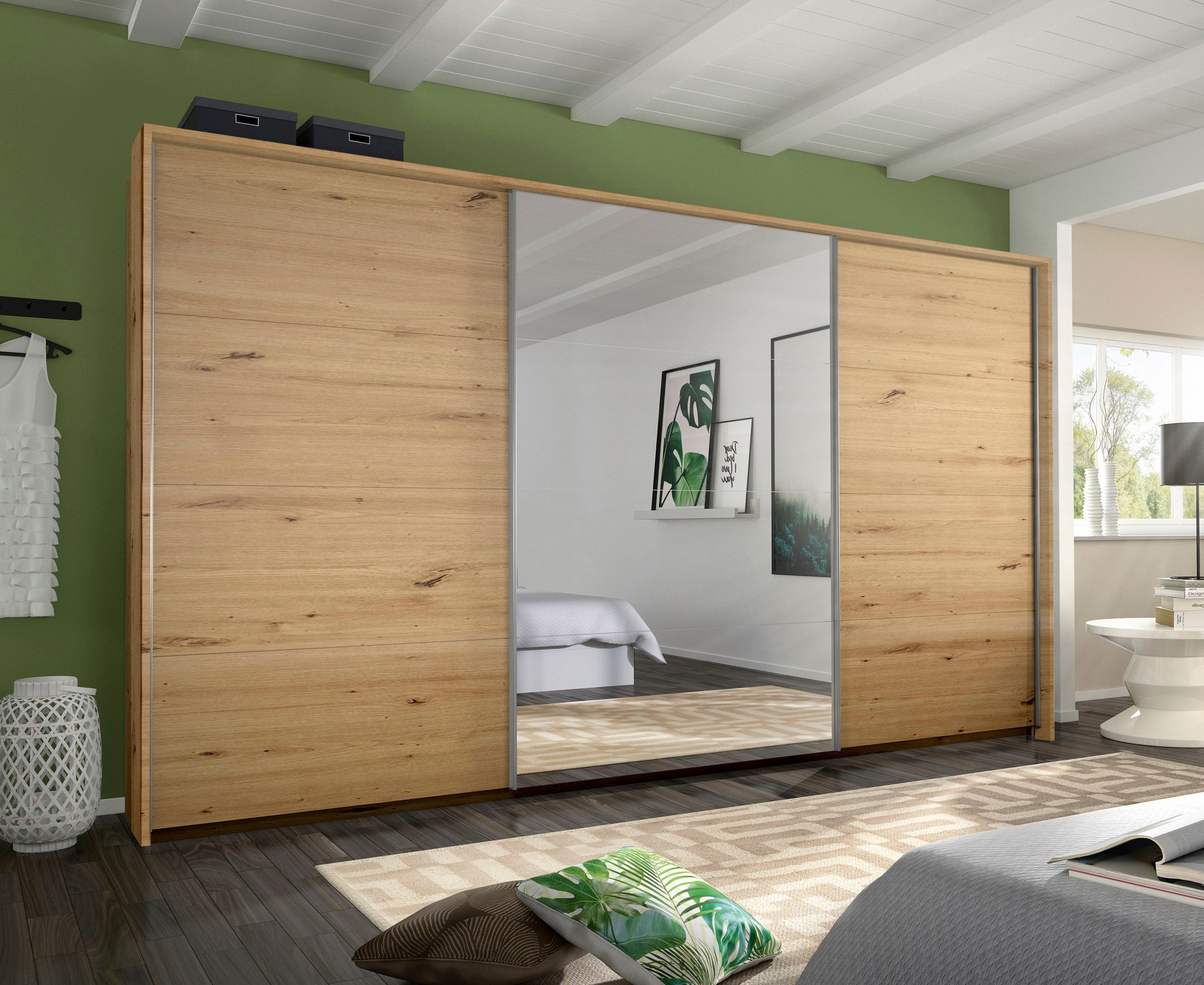 rauch Schwebetürenschrank »Kleiderschrank Schrank Garderobe Wäscheschrank TOMA mit Passepartout«, inkl. Regaleinsatz sowie zusätzlichen Einlegeböden MADE IN GERMANY