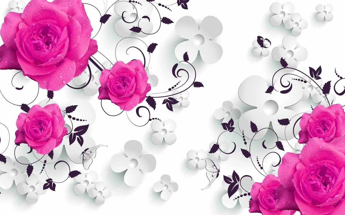 Papermoon Fototapete »Muster mit Rosen«