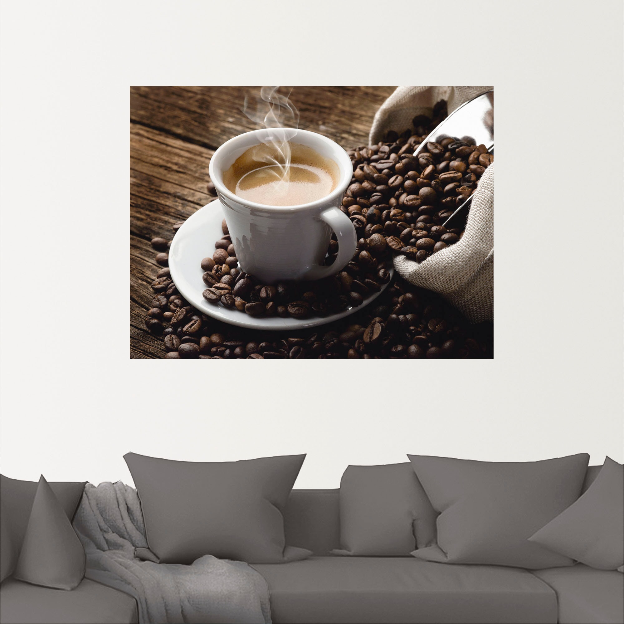 Artland Wandbild »Heißer Kaffee - dampfender Kaffee«, Getränke, (1 St.), als Alubild, Outdoorbild, Leinwandbild, Poster, Wandaufkleber