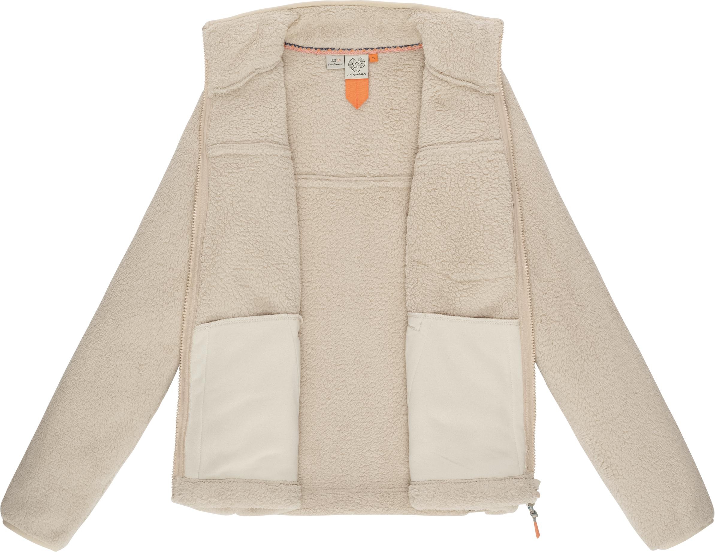 Plüschjacke RAGWEAR "Alaris", Damen, Gr. 5XL (50), beige (ecru), Plüsch, Material: 100% Polyester, Basic, oversize hüftbedeckend, hoch geschlossener Ausschnitt, Ärmel ohne Ärmelschlitz normaler Saum mit Gummizug, Jacken, Kuschelige Fleecejacke mit Brustta 3