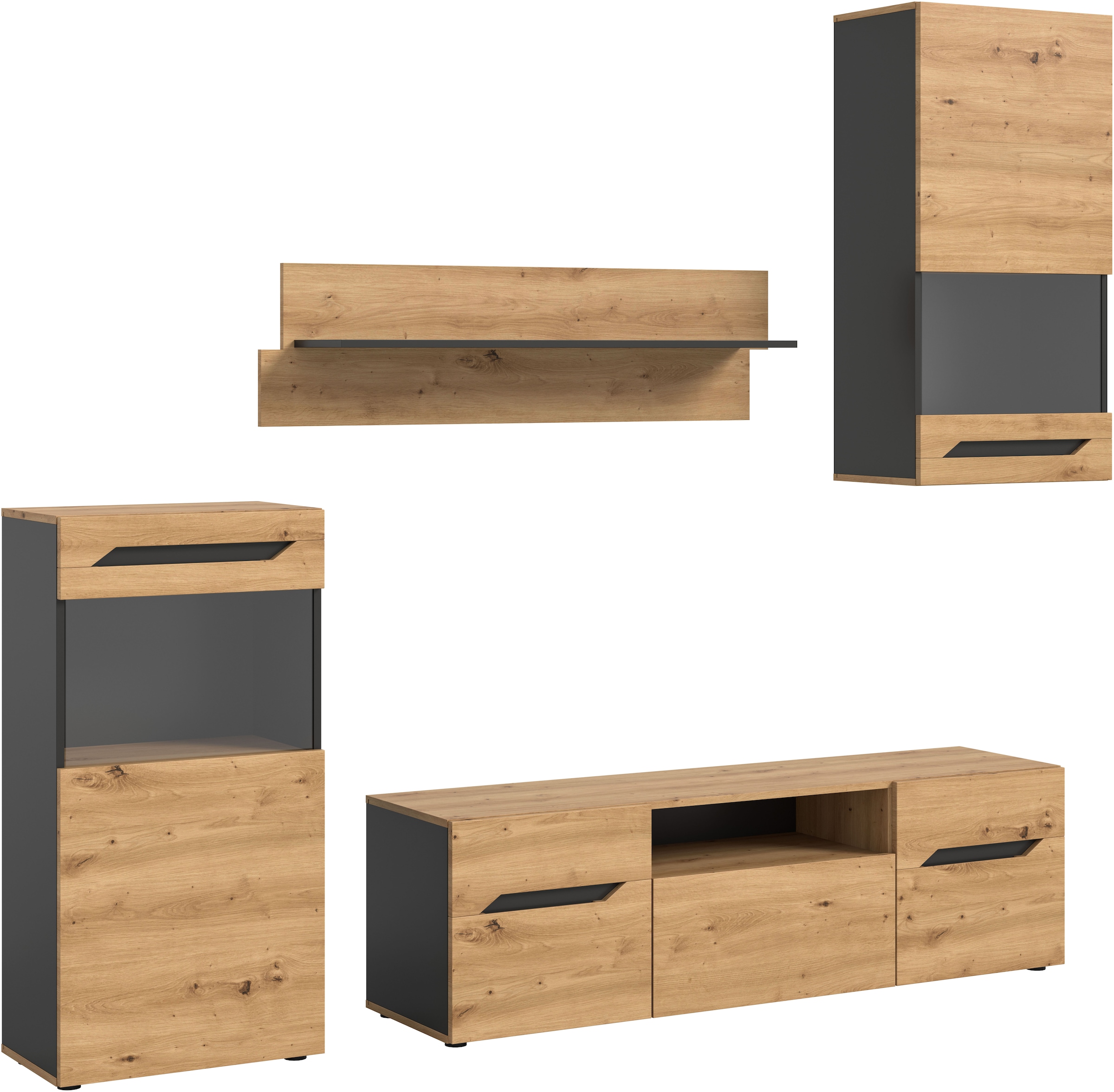 INOSIGN Wohnwand "SERTA, 4-teilig, best. aus: 2x Vitrine, 1x Lowboad & 1x W günstig online kaufen