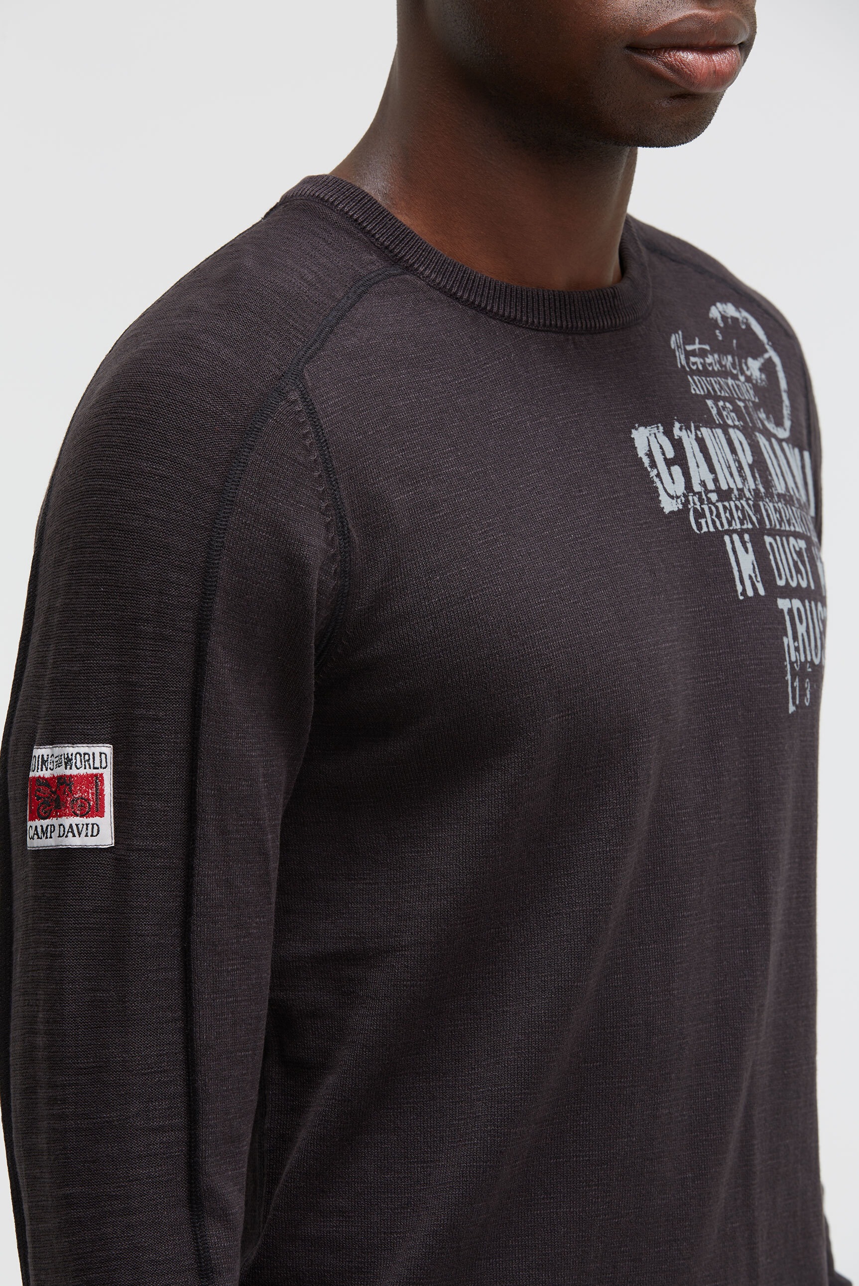 CAMP DAVID Rundhalspullover aus Baumwolle