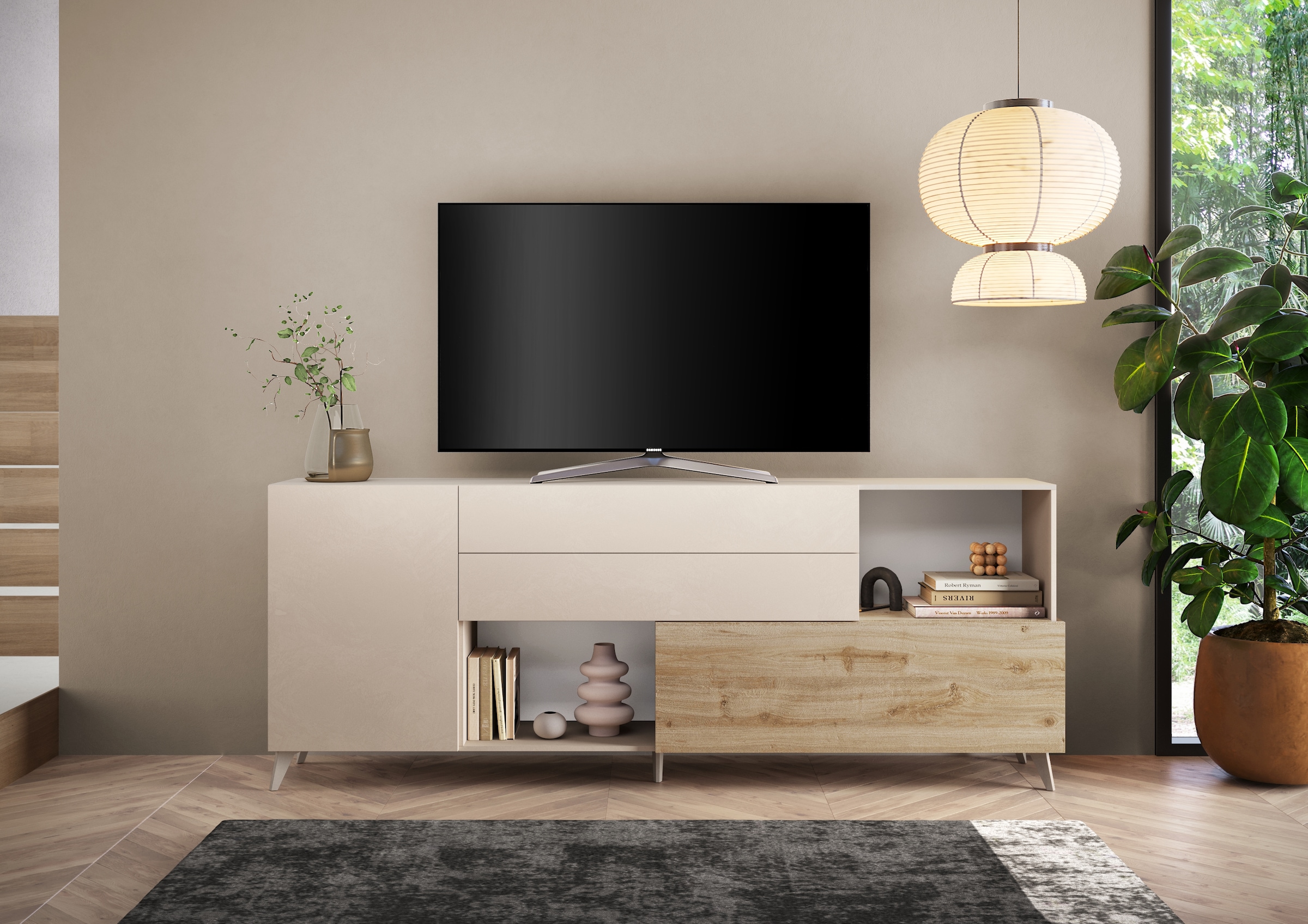 INOSIGN Sideboard »Monaco Breite 241 cm, Anrichte mit 1 Tür, 1 Klappe u. 2 Schubkästen«, Kommode, Soft/Self Closing