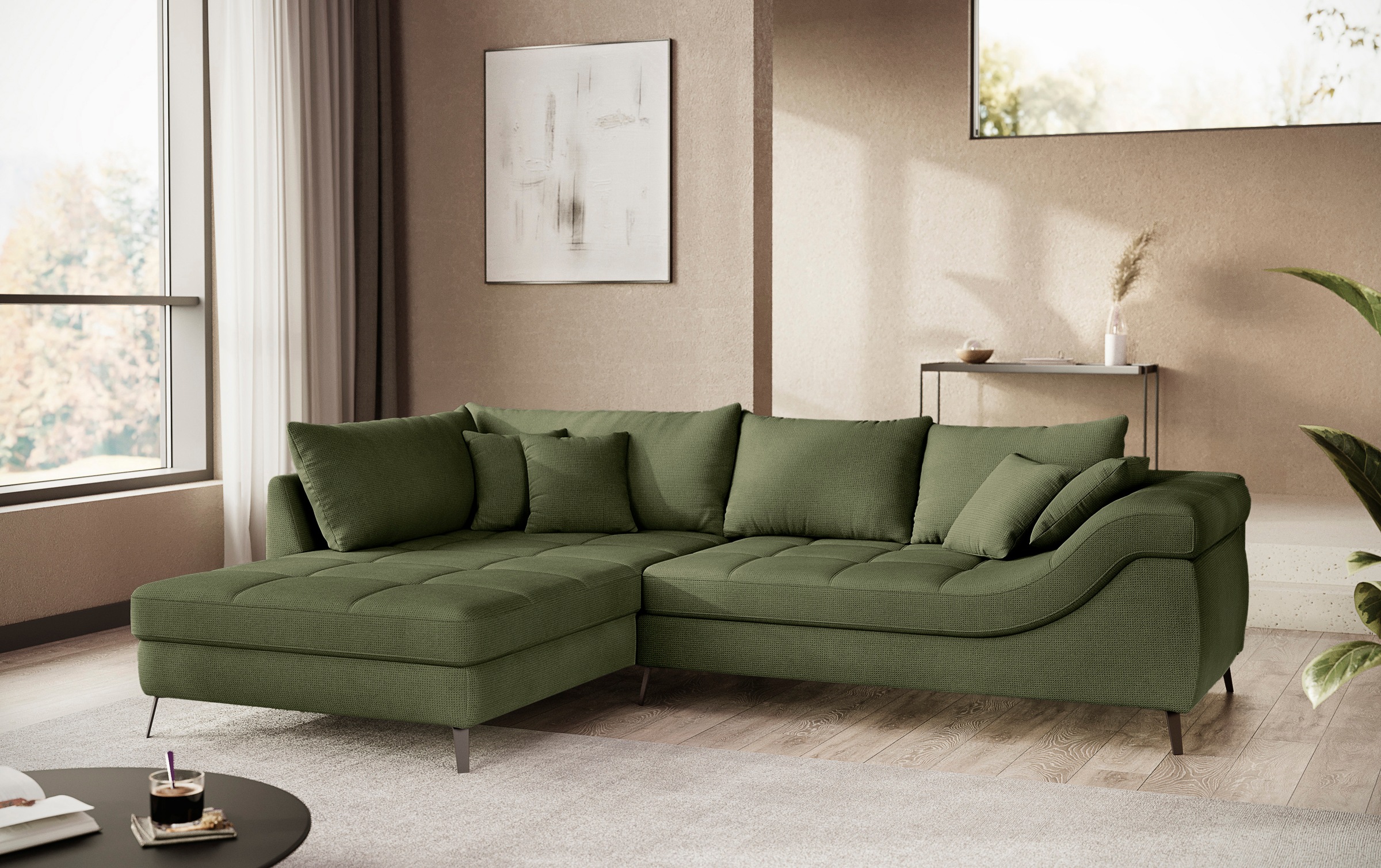 Mr. Couch Ecksofa "Portofino L-Form" 4 Bezugsqualitäten, 13,5 cm hohe Metal günstig online kaufen