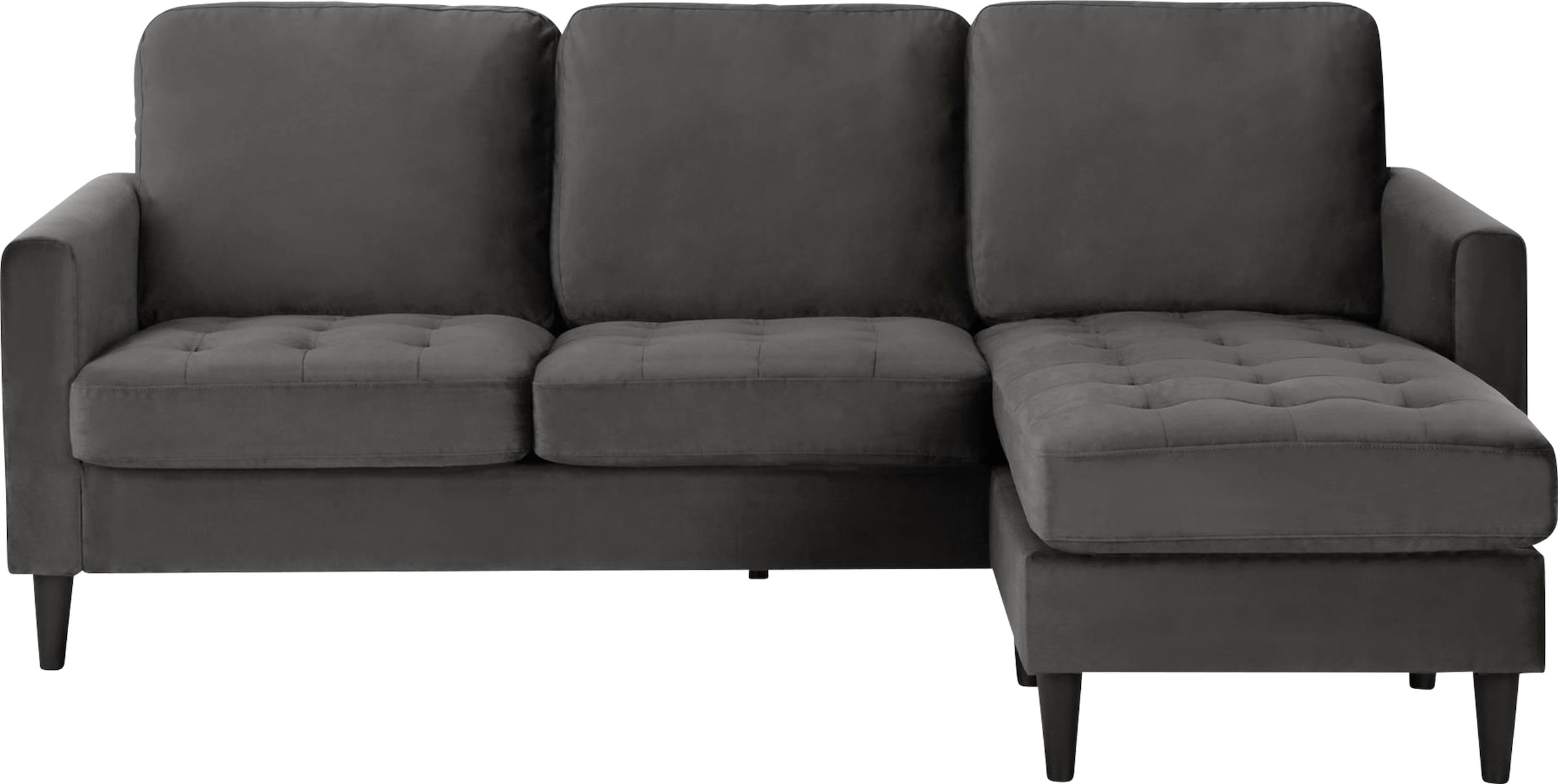 Dorel Home Ecksofa "Strummer, L-Form," in Veloursstoff, Ottomane beidseitig montierbar, Sitzhöhe 46 cm